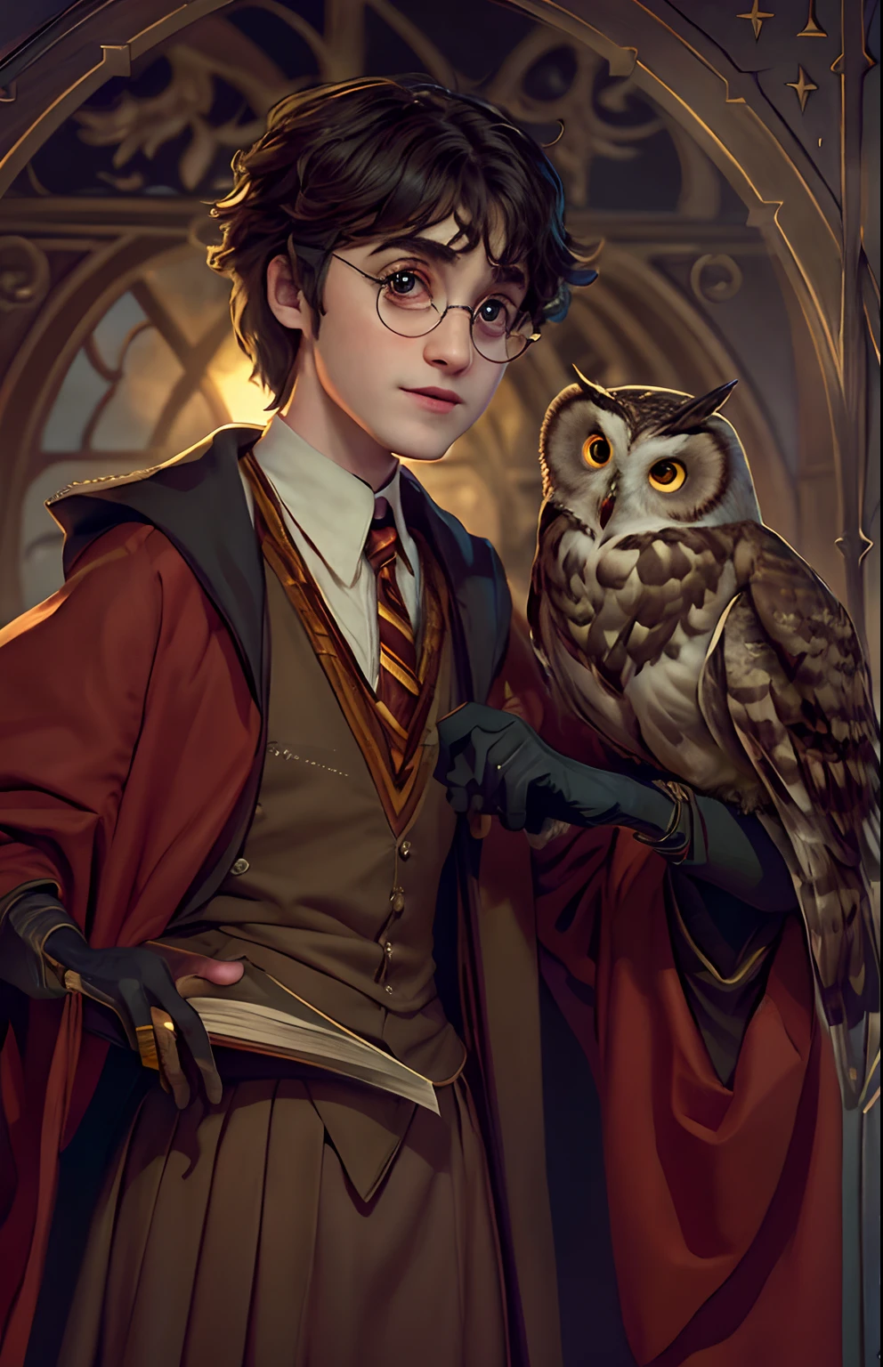 Harry Potter and the Owl Harry Potter and the Owl Harry Potter Harry Potter Potter Potter, Art from Harry Potter, Portrait of Harry Potter, Portrait of Harry Potter, Harry Potter style, based on Fuller Potter, Harry Potter, Harry Potter!!, Fuller Potter, holding a wand, inspired by Hermione Hammond, Holding sticks in your hands, The Wizard of the Owl