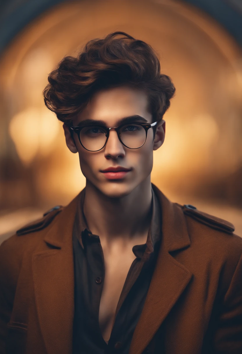 Young Man Glasses Brown Hair Brown Eyes Skinny Tall