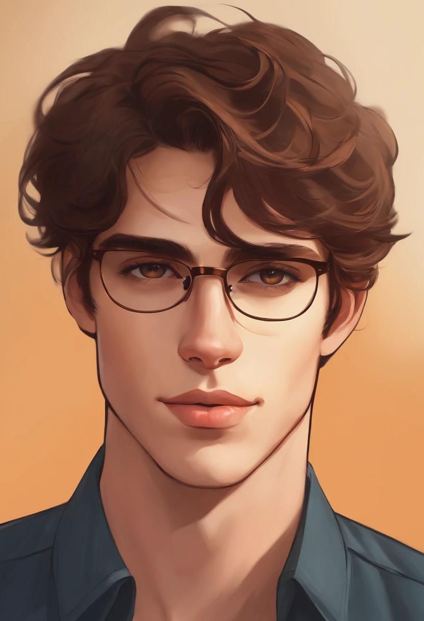 Young Man Glasses Brown Hair Brown Eyes Skinny Tall