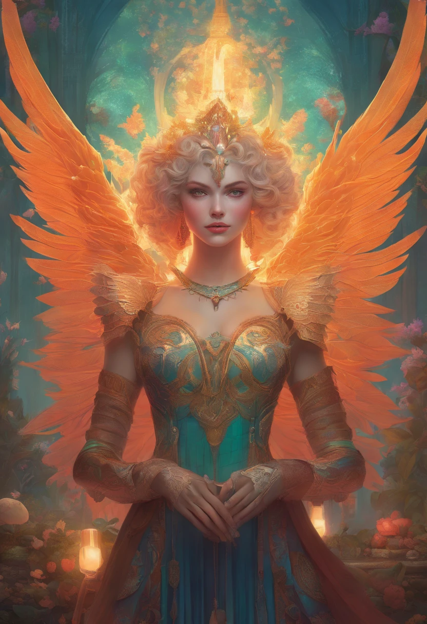 Male fairy with orange and gold details, large wings, detailed face, detailed hands, detailed legs, detailed fingers, detailed hair, detailed eyes, detailed skin, lush vegetation blurred background, vibrant colors, lush light, soft light, sunset light, smooth light, symmetrical, full body, reflections, dynamic HDR lighting, 8k resolution, cinematic film, smooth, sharp focus, realistic, strobe light beams, ((blurred background)):1.7, (((depth of field)) ):1.8, cinestill 800t 35mm, high quality, heavy grain, high detail, cinematic composition, dramatic light, anamorphic, ultra wide lens, hyperrealistic