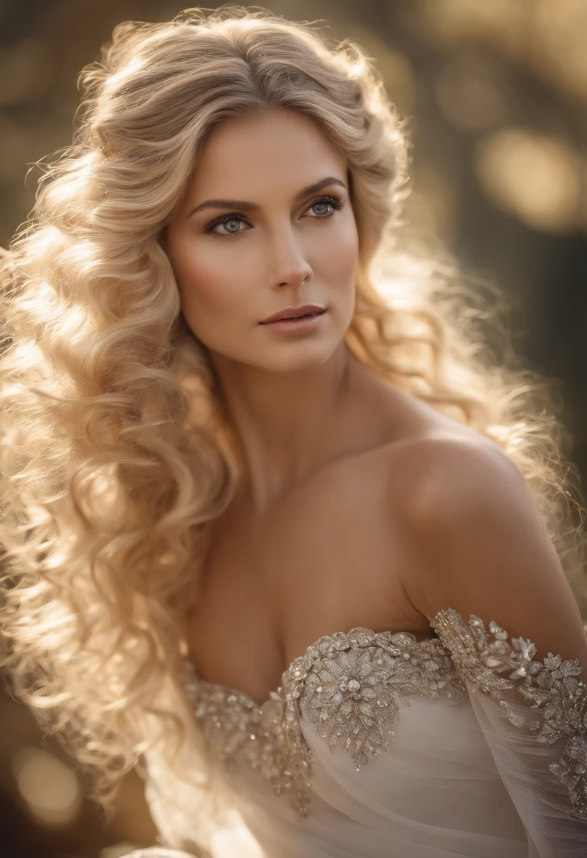 composition dramatique, Robes de style cour, royal, magnifique, fioritures en cascade, Volants, Arcs, Lustres en cristal, Roman curly hairstyles, ponet, doubles queues de cheval comme des perceuses, look at the camera, frange, Maximalisme, Contexte palatial, delicate representation of hair and eyes, Robes de princesse, Jupes magnifiques, Flowers in hand, Sourires, starry eyes, cinematic light, extreme details, High definition, fille heureuse, very long hair, Diamants, Broken diamonds, fragments de cristal, Light particles