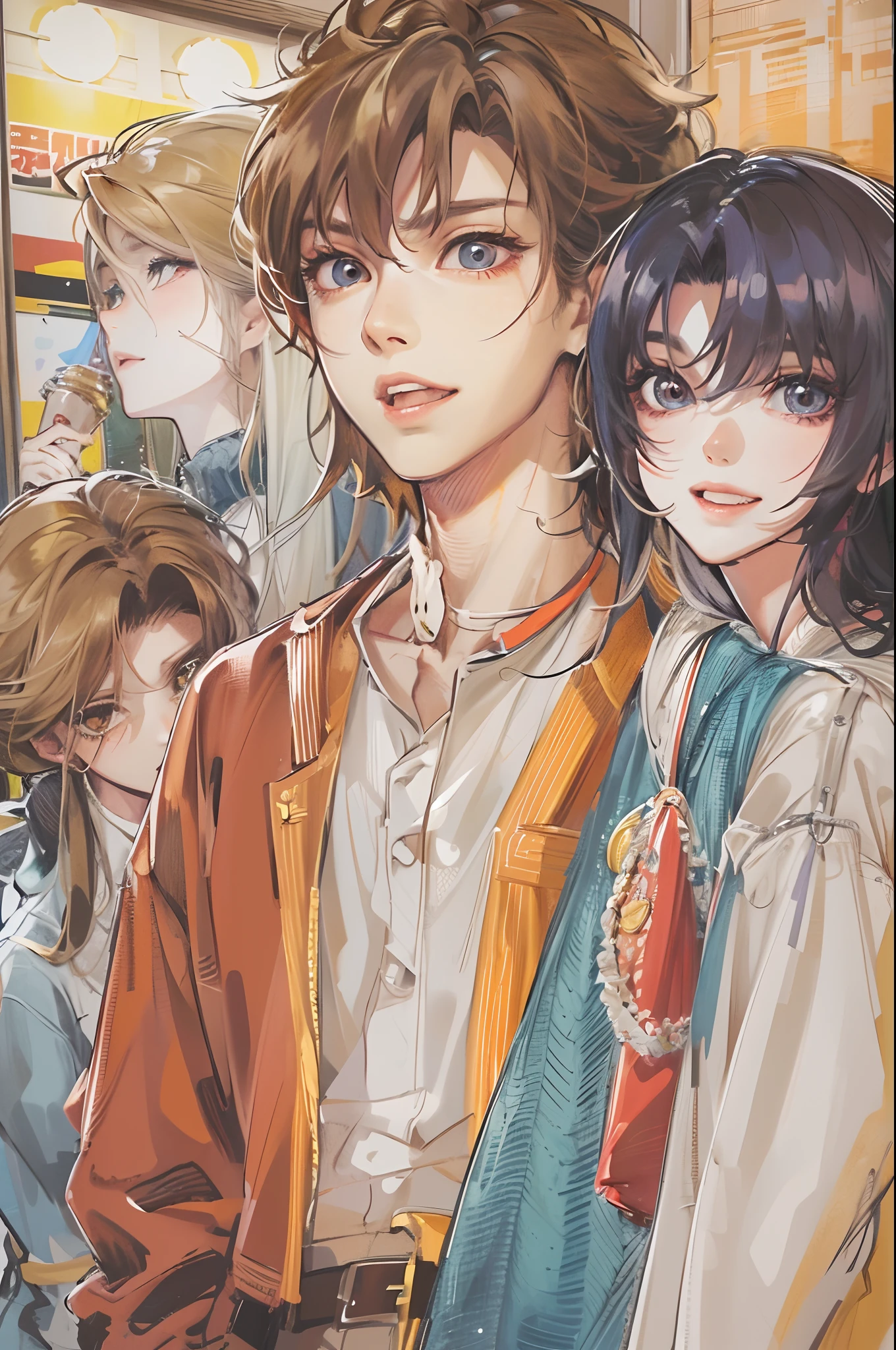 Absurdres masterpiece HDR high quality picture of a scenes from Hana yori dango anime, character is with detailed face, simple hair design , happy face, different clothes , ((random hair style:1 )) , anime eyes, light skin , 

Different outfits from anime, detailed outfit, nice background, masterpiece scenery
