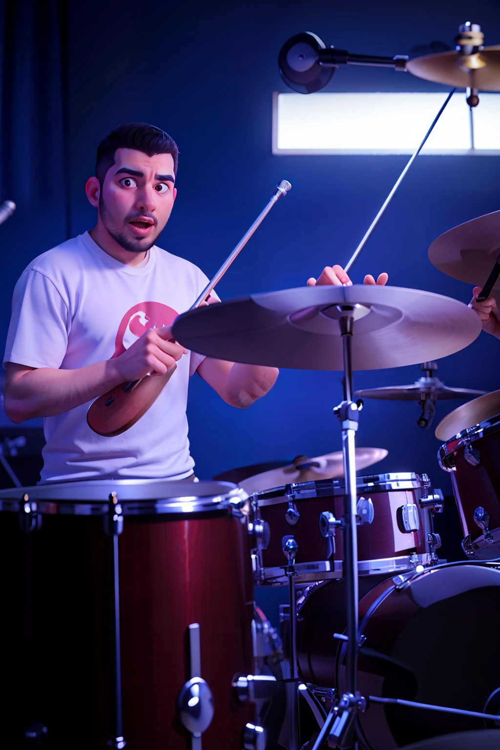 baterista de camisa rosa tocando bateria na frente de um microfone, tocando bateria, baterista, Joel Torres, andrew gonzalez, album photo, imagem de perfil, Pablo Oliveira, bateria, andres rios, Brian Pulido, Alex Miranda, Alex Flores, Riyahd Cassiem, foto do perfil, danilo torres, david rios ferreira, joe alves, Tiago Zapata