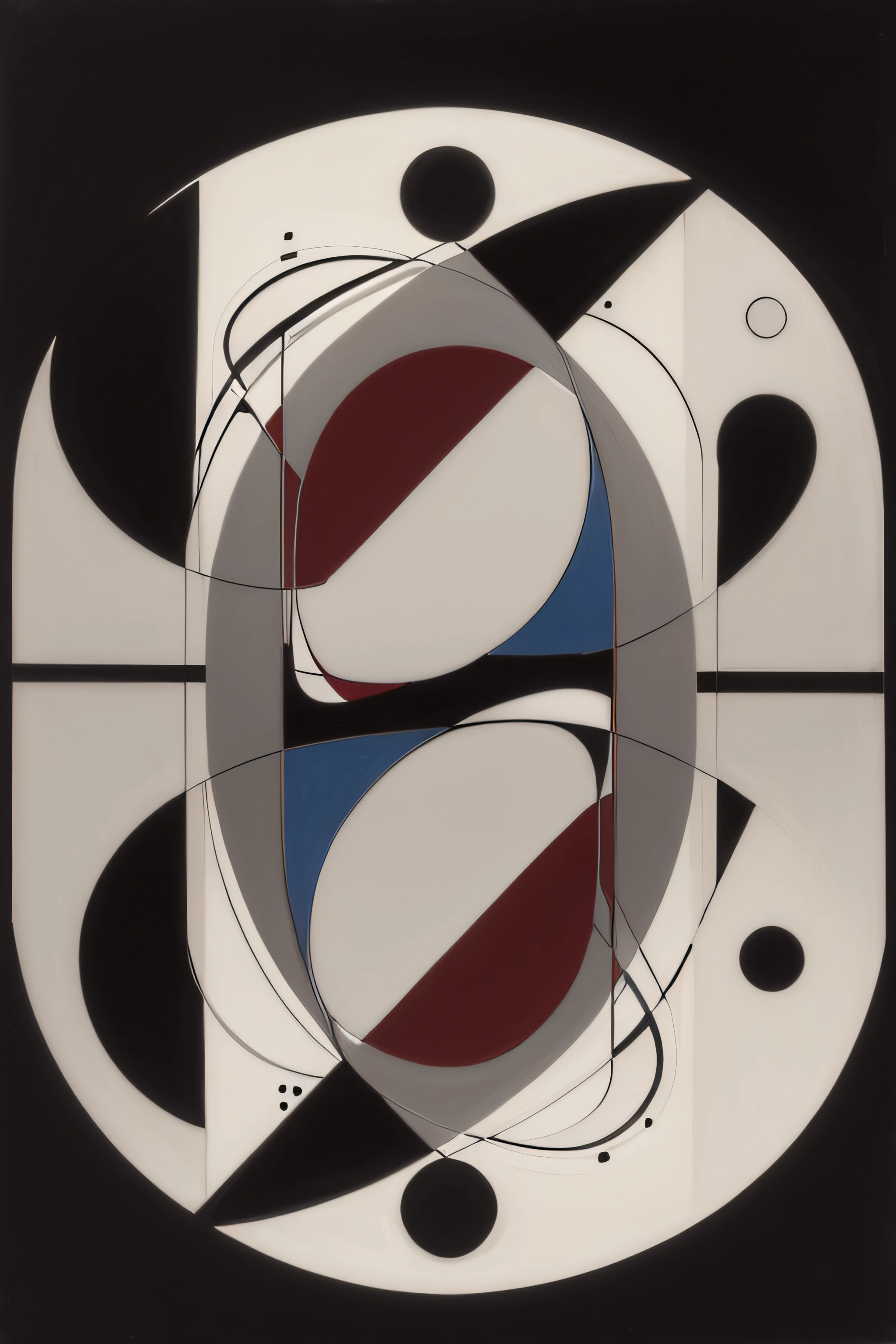 cuadro abstracto, con matices grises y negros, with lines and circles. fondo blanco, that generates peace and harmony, of great beauty and aesthetics, with small details by Kandinsky, in high resolution