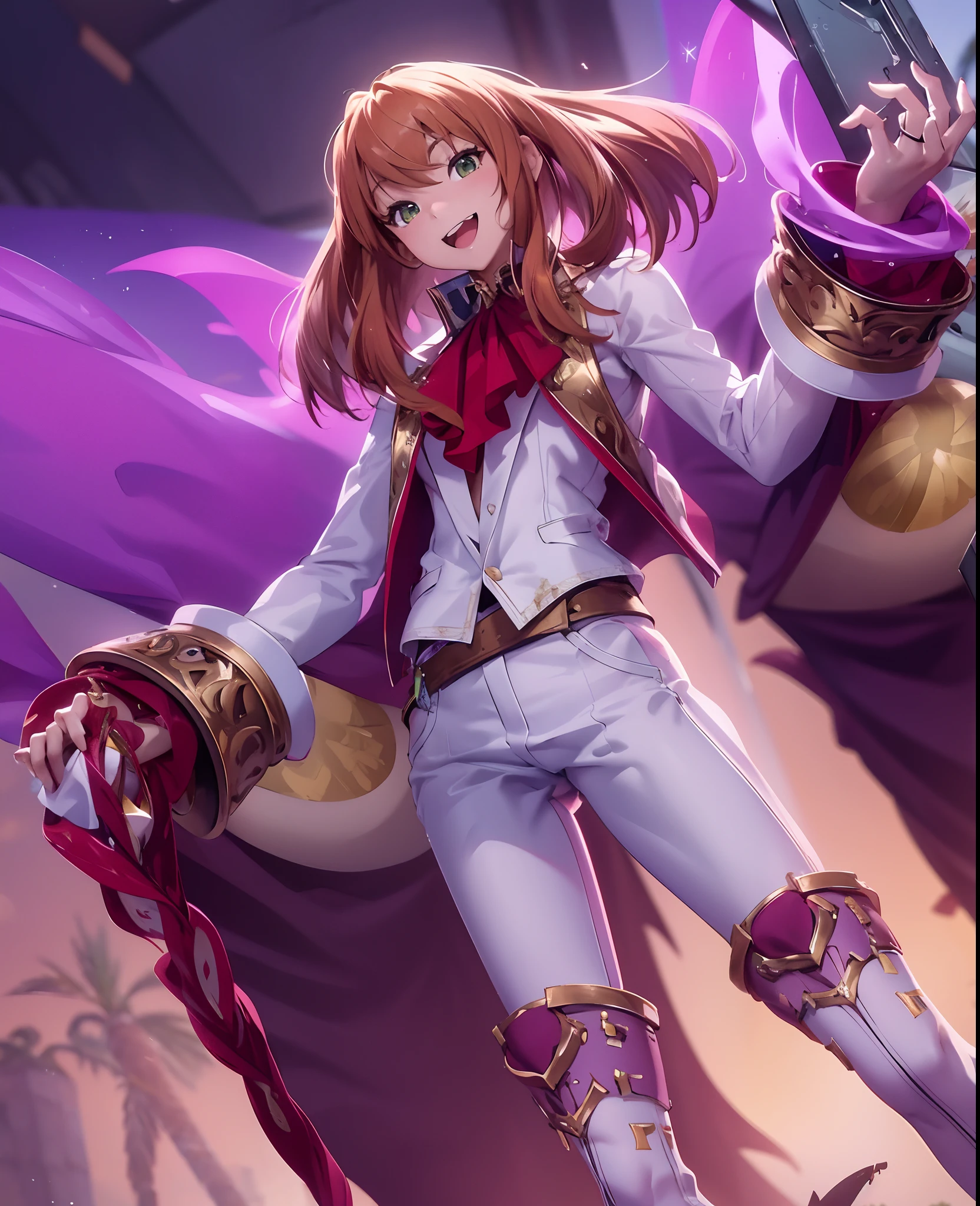 (top-quality、in 8K、32K、masterpiece、nffsw、超A high resolution、Impresionismo、Photorealsitic:1.2)、Full body, swimming pools、beauitful face、blurry backround、18 year old beautiful girl、shinny skin、beautiful orange hair、Green eyes、Bikini swimwear、raise arms、Curve、Dynamic Poses、Smile with open mouth、Two girls、((toppless))、I can see my.、