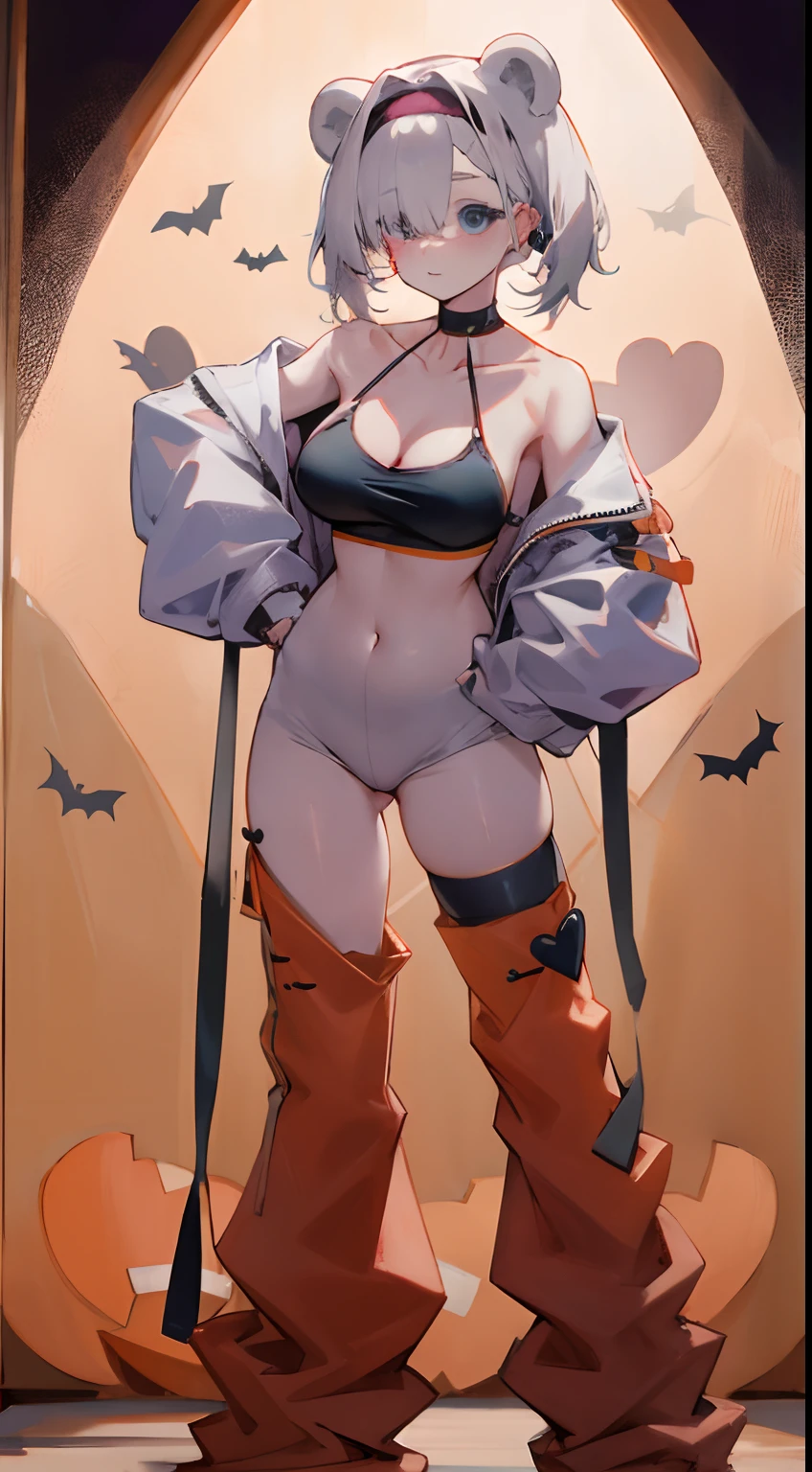 Leakage out of the collarbone,Neck leakage,Heart-shaped decoration,Halloween Standing Pose,standing straight,