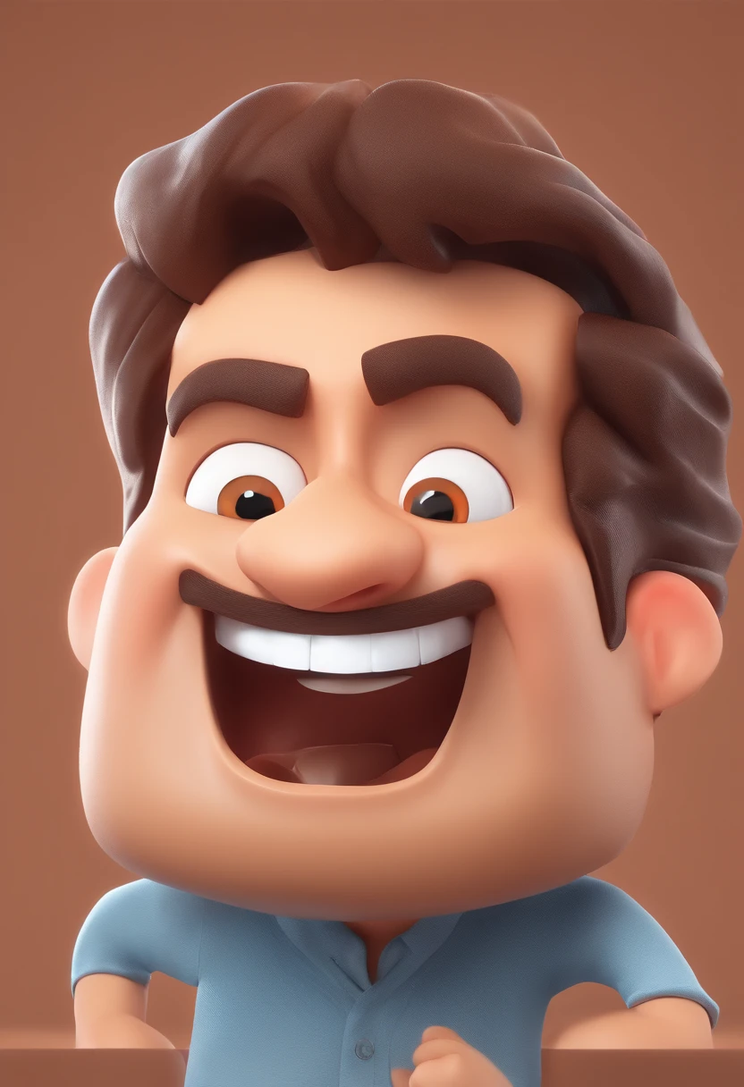Smiling Man Illustration, sorriso insano, Homem de pele marrom com um sorriso gigante, happily smiling at the camera, sorriso atrevido, he's smiling, sorriso muito grande, Macho sorridente, foto de perfil headshot, rindo sorriso enorme, desenhando no estilo de Arte 3D, c4d, fundo de cor branco puro, estilo disney, estilo pixar render ilustracao Super Detalhe, 8k