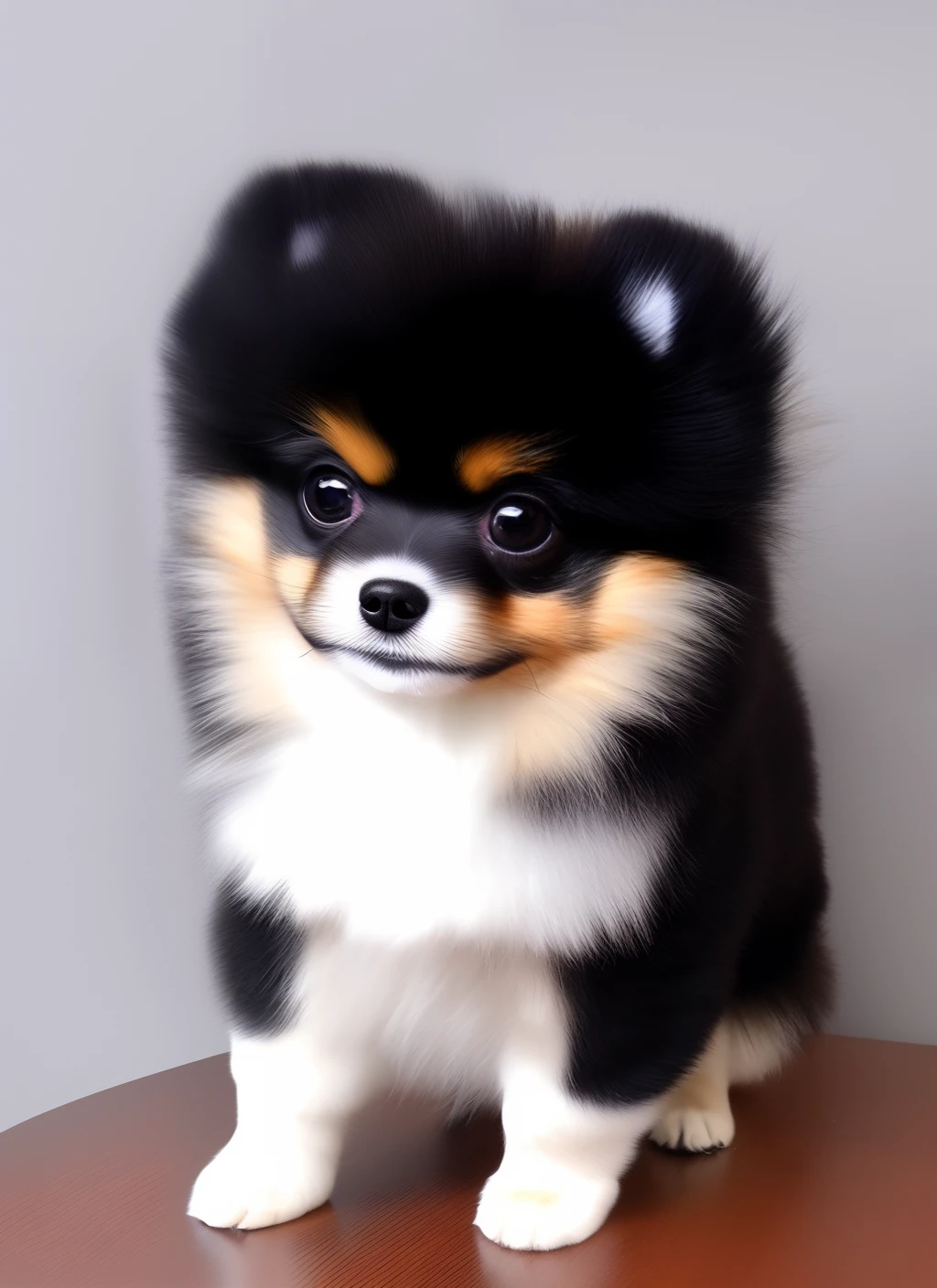 Pomeranian Lulu breed dog, preto com manchas brancas