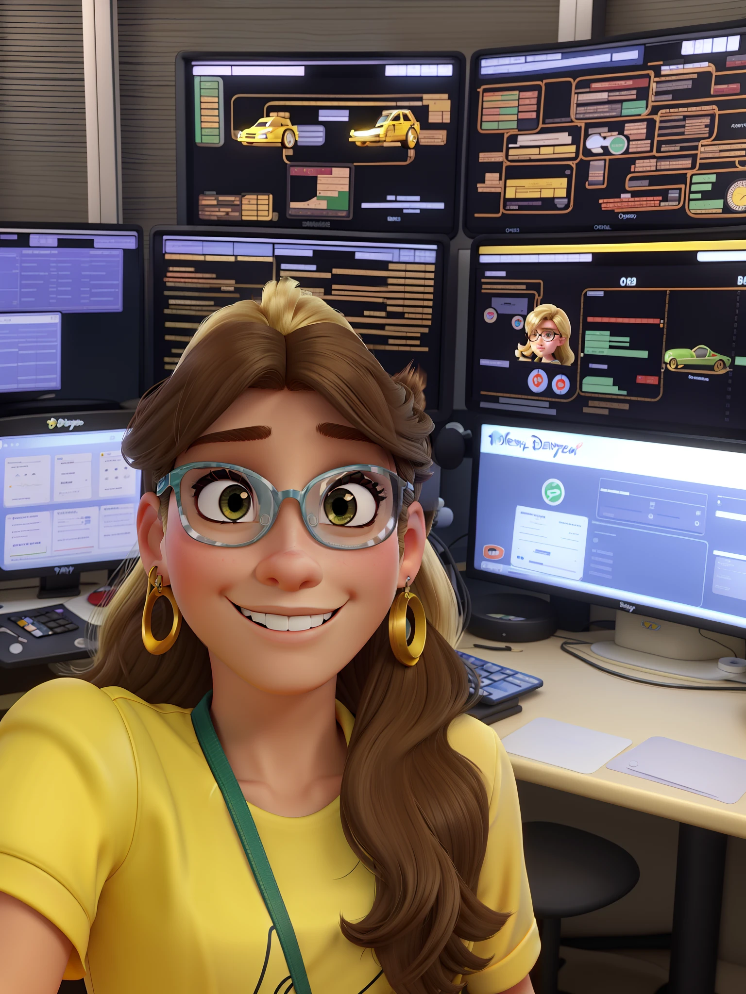 Disney pixar Petrobras control room oil hair blond glasses brown eye oil rig