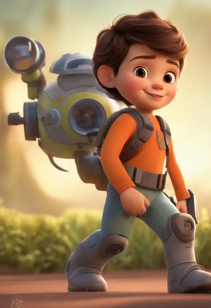 a happy cute ??? standing short hair, vestindo uma fantasia espacial, , fundo branco, barnet, Tom, Estilo Pixar, ....3d, desenhos animados, rosto detalhado, asymmetrical 16k