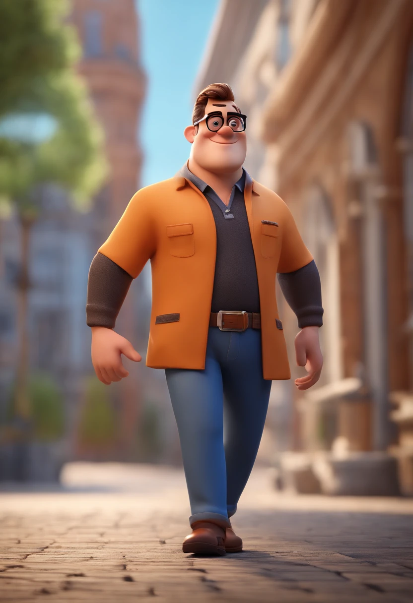 Cartoon character of a man with black glasses and a blue shirt, animation character, Caractere estilizado, animation style rendering, 3D estilizado, Arnold Maya render, 3 d render stylized, toon render keyshot, Personagem 3D, Personagem 3D, 3d rendering stylized, 3 d character render, personagem de desenho animado, Personagem de close up, Pose de personagem, (Estilo Pixar) (master part:1.2) (Bokeh) (best quality) (pele detalhada) (textura detalhada) (8k) (argila) (Cinematic lighting) (foco nítido