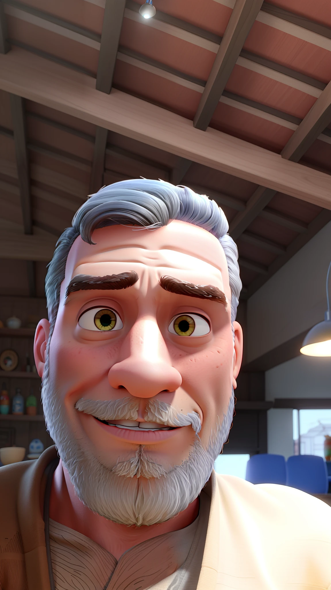homem moreno cabelos grisalhos estilo pixar
