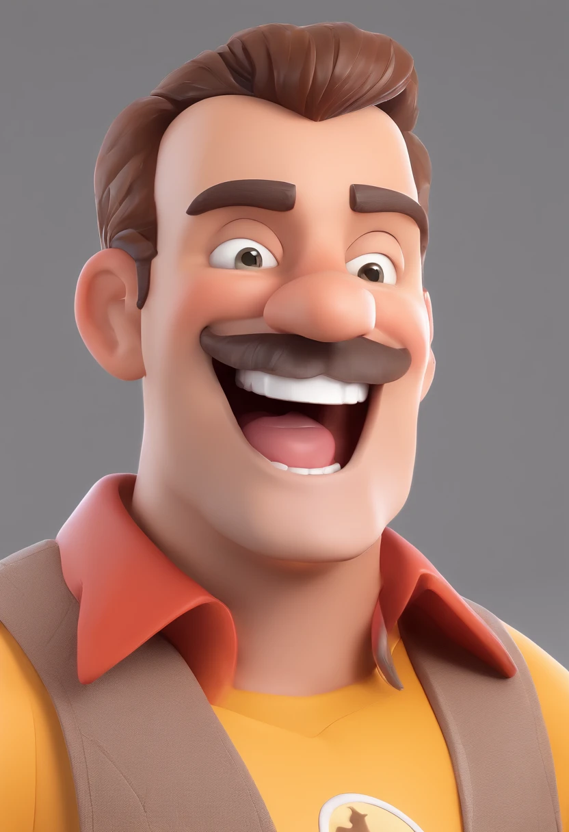 Smiling Man Illustration, sorriso insano, Homem de pele marrom com um sorriso gigante, happily smiling at the camera, sorriso atrevido, he's smiling, sorriso muito grande, Macho sorridente, foto de perfil headshot, rindo sorriso enorme, desenhando no estilo de Arte 3D, c4d, fundo de cor branco puro, estilo disney, estilo pixar render ilustracao Super Detalhe, 8k