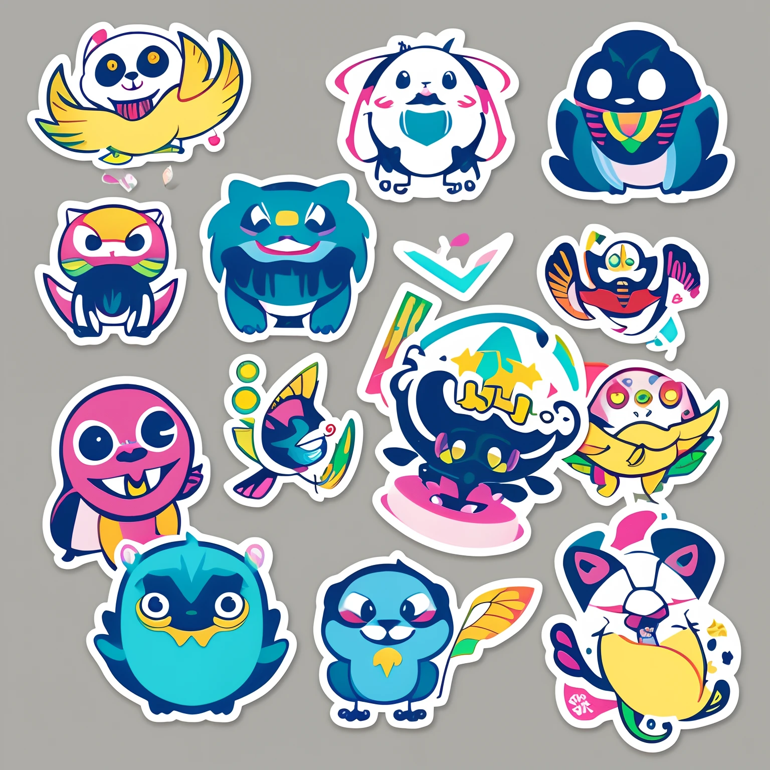a sticker、Graphics that make you want to make it into a t-shirt、sticker design、Stickers only、Unknown creatures、pop music、colourfull、Background White、without background、