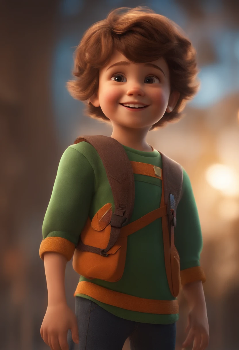 a happy cute standing short hair, vestindo uma fantasia espacial, , fundo branco, barnet, Tom, Estilo Pixar, ....3d, desenhos animados, rosto detalhado, asymmetrical 16k