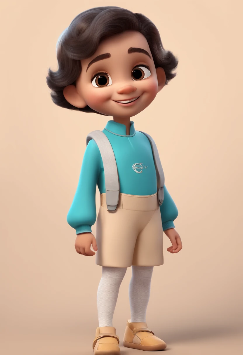 a happy cute standing short hair, vestindo uma fantasia espacial, , fundo branco, barnet, Tom, Estilo Pixar, ....3d, desenhos animados, rosto detalhado, asymmetrical 16k, cabelo enrolado