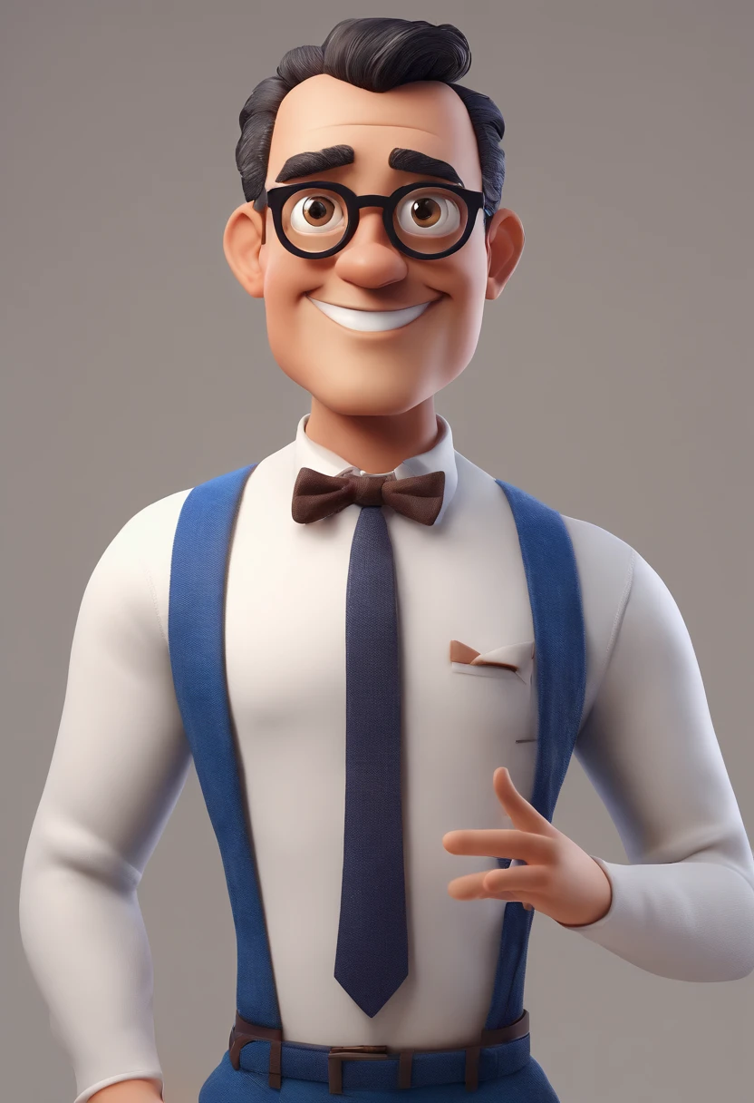 Cartoon character of a man with black glasses and a blue shirt, animation character, Caractere estilizado, animation style rendering, 3D estilizado, Arnold Maya render, 3 d render stylized, toon render keyshot, Personagem 3D, Personagem 3D, 3d rendering stylized, 3 d character render, personagem de desenho animado, Personagem de close up, Pose de personagem, (Estilo Pixar) (master part:1.2) (Bokeh) (best quality) (pele detalhada) (textura detalhada) (8k) (argila) (Cinematic lighting) (foco nítido