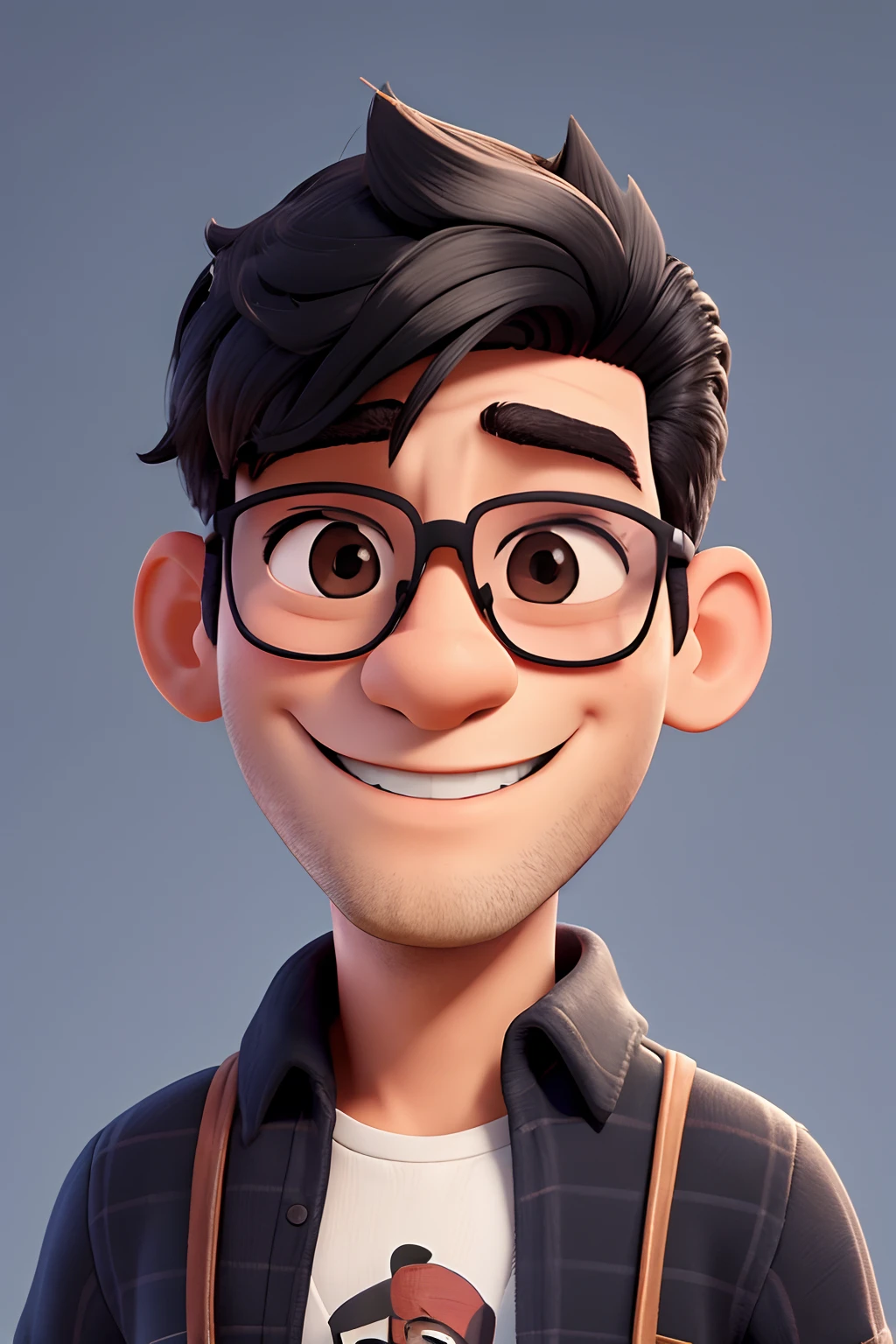 quero um desenho de um homem de 30 anos sorrindo, Black-haired and sunglasses