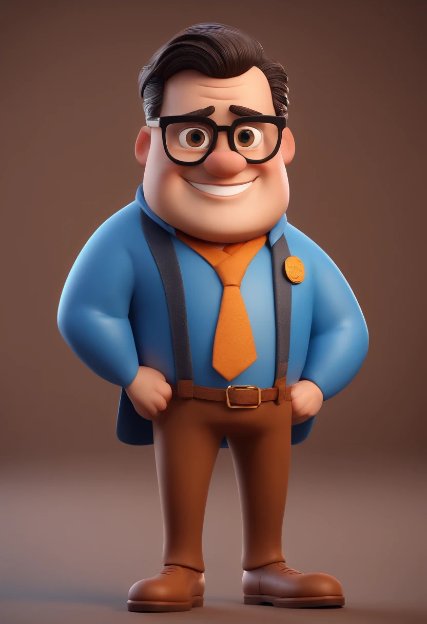 Cartoon character of a man with black glasses and a blue shirt, animation character, Caractere estilizado, animation style rendering, 3D estilizado, Arnold Maya render, 3 d render stylized, toon render keyshot, Personagem 3D, Personagem 3D, 3d rendering stylized, 3 d character render, personagem de desenho animado, Personagem de close up, Pose de personagem,  (Estilo Pixar) (master part:1.2) (Bokeh) (best quality) (pele detalhada) (textura detalhada) (8k) (argila) (Cinematic lighting) (foco nítido