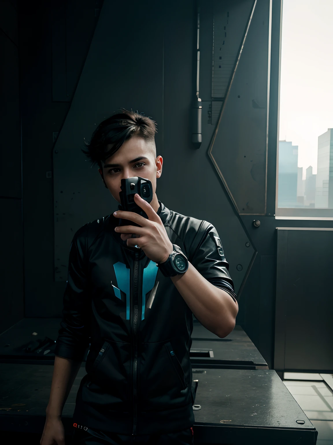 Change background cyberpunk boy realistic face 8k ultra realistic and more accurate and coll bodi