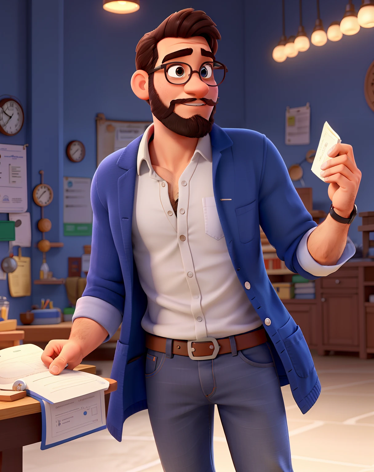 Homem jovem barba baixa estudante de medicina Disney Pixar