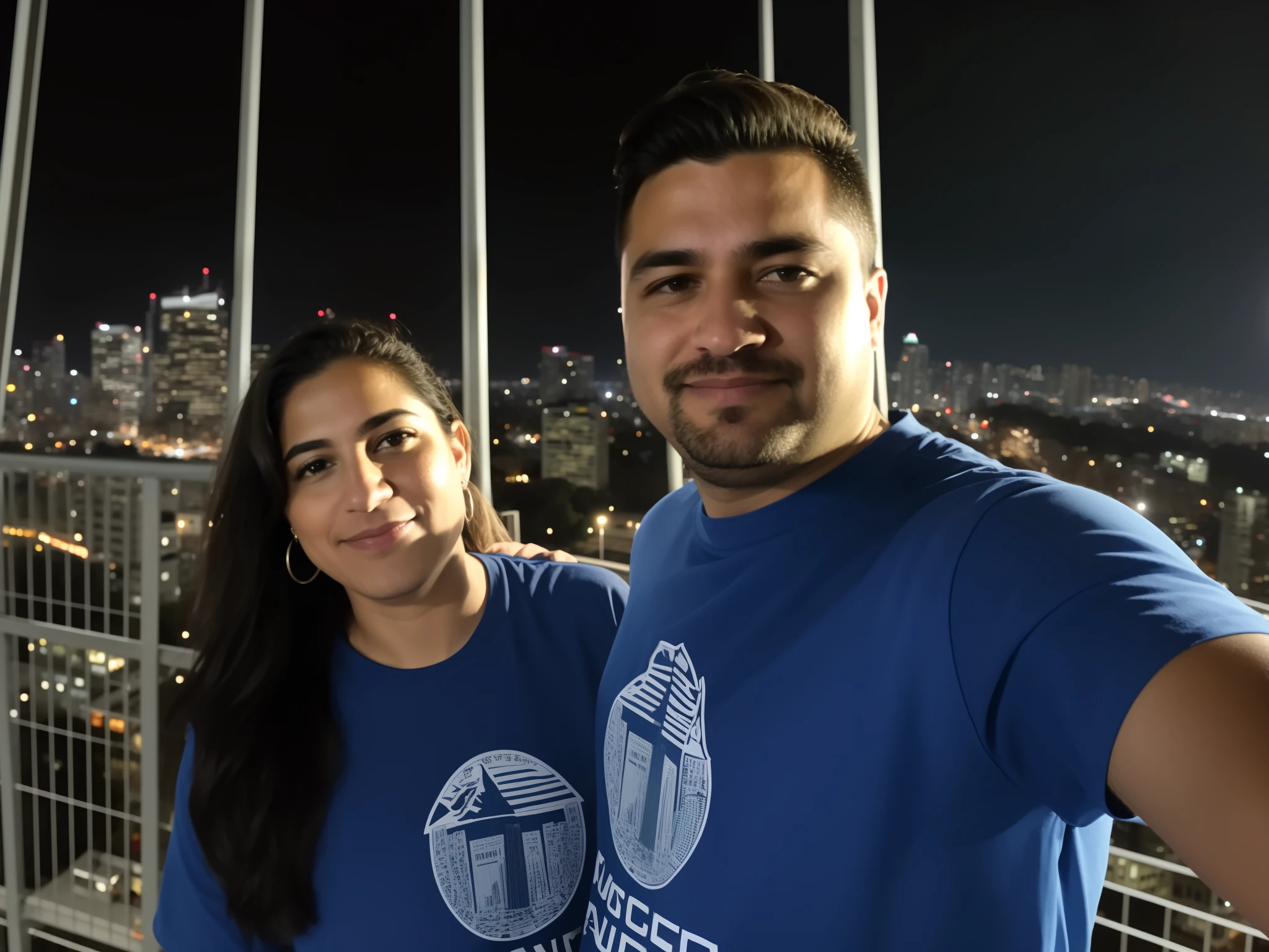 Man and woman standing on a bridge at night, photo taken at night, taken in the night, standing on a skyscraper rooftop, imagem de perfil, standing on roof, standing on a rooftop, In Sao Paulo, stood on top of a sky scraper, tiro noturno, tirado no iphone pro, Fotografia tirada em 2 0 2 0
