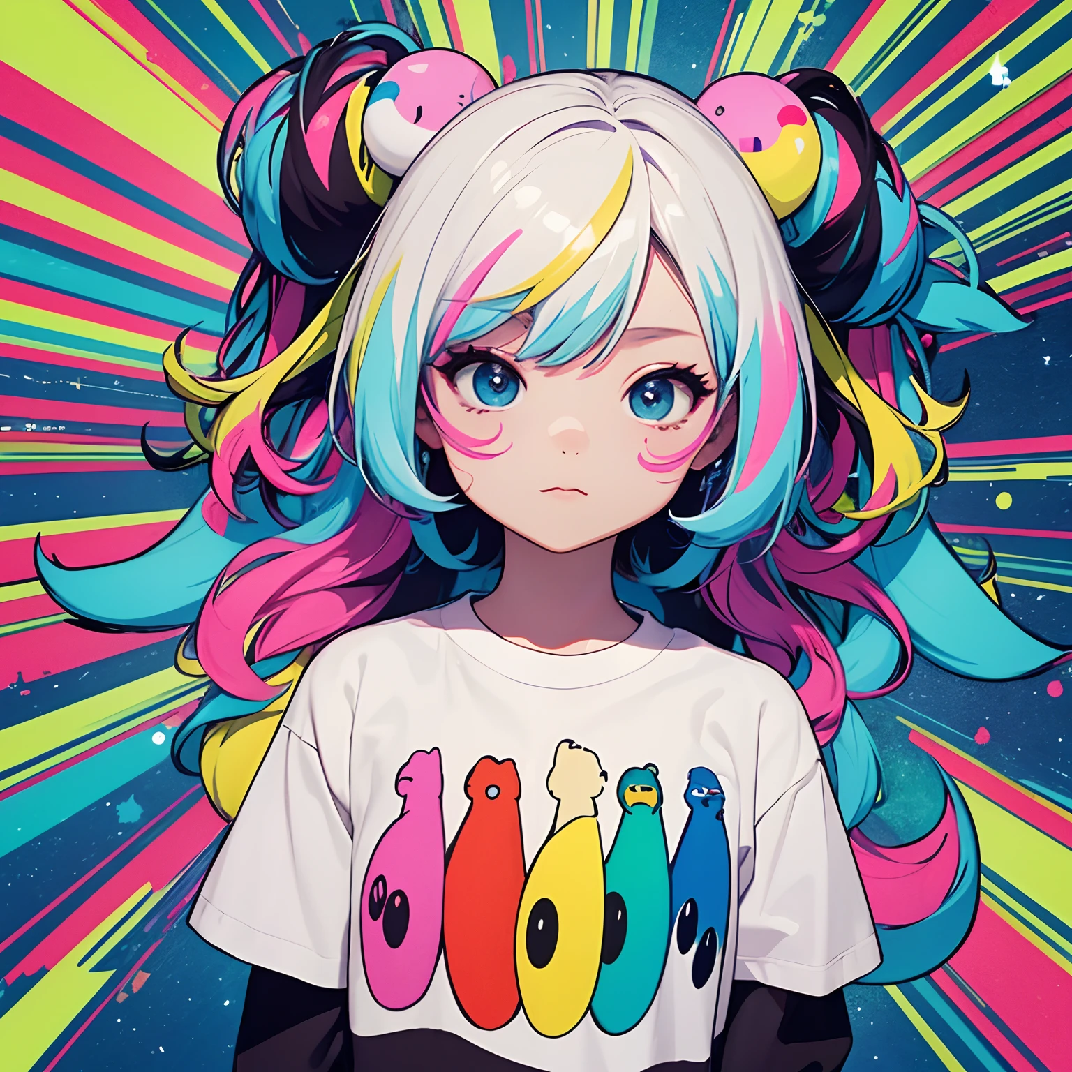 a sticker、Graphics that make you want to make it into a t-shirt、sticker design、Stickers only、Unknown creatures、pop music、colourfull、Cute、cool、Background: Plain white