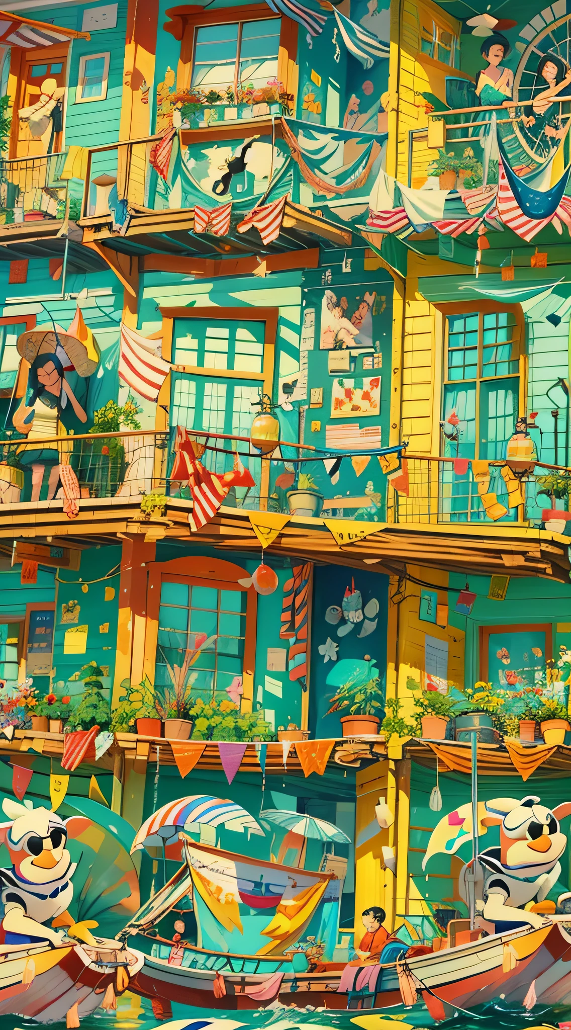 Thick paint Movie color scheme Disney Toy Story Vibrant brushstrokes Illustration seaside