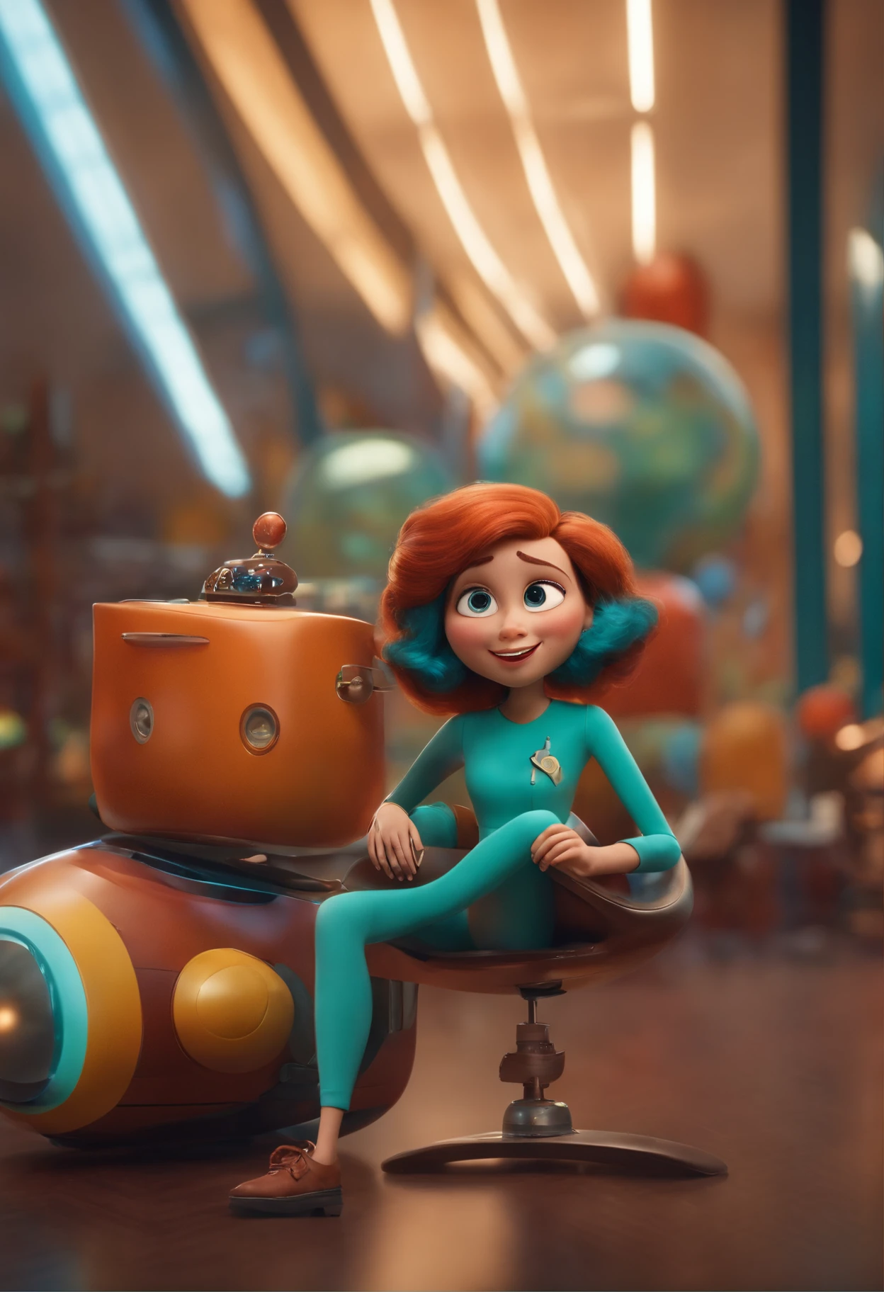 Um arquiteto de sonhos futurista, mas realista, inspired by Pixar animation, de perto. The character takes center stage with captivating facial expressions, oferecendo um toque de irrealidade.