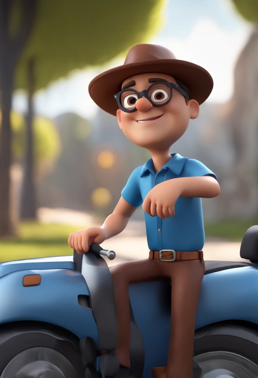 Cartoon character of a man with black glasses and a blue shirt, animation character, Caractere estilizado, animation style rendering, 3D estilizado, Arnold Maya render, 3 d render stylized, toon render keyshot, Personagem 3D, Personagem 3D, 3d rendering stylized, 3 d character render, personagem de desenho animado, Personagem de close up, Pose de personagem, (Estilo Pixar) (master part:1.2) (Bokeh) (best quality) (pele detalhada) (textura detalhada) (8k) (argila) (Cinematic lighting) (foco nítido