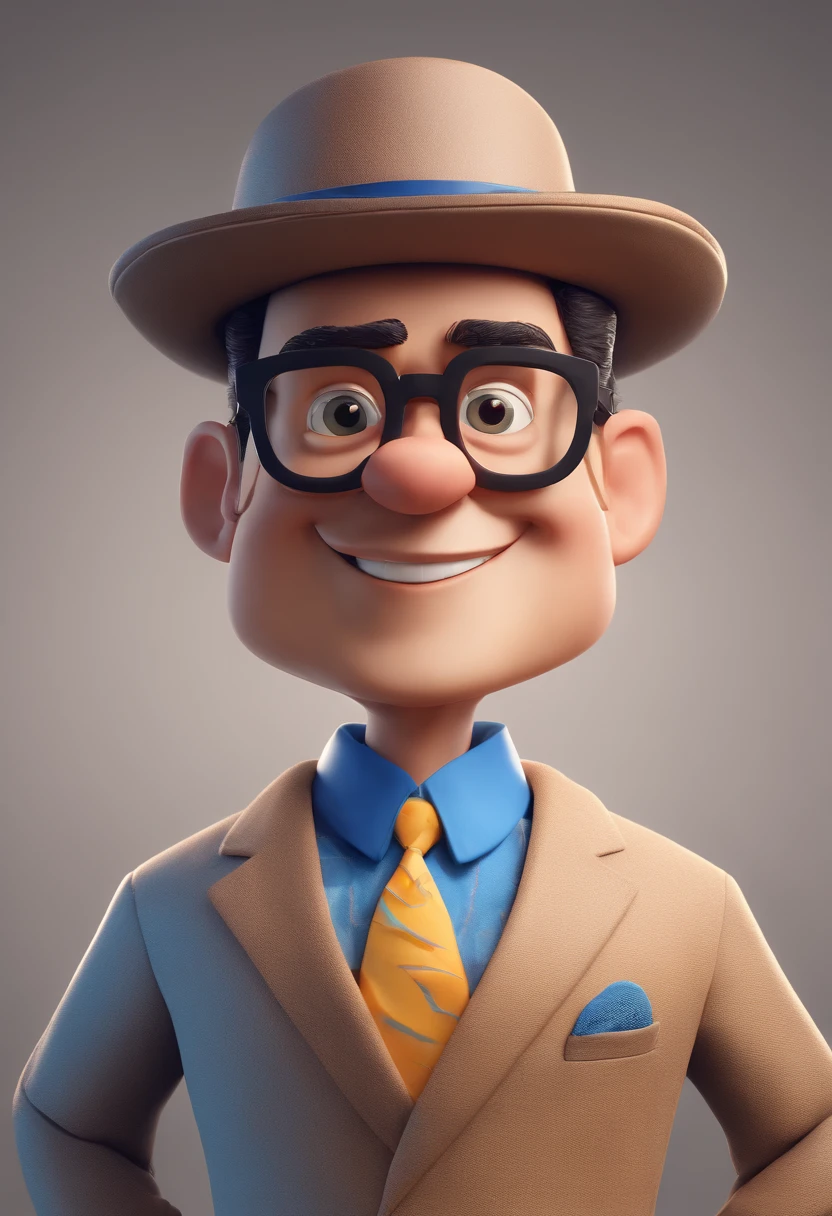 Cartoon character of a man with black glasses and a blue shirt, animation character, Caractere estilizado, animation style rendering, 3D estilizado, Arnold Maya render, 3 d render stylized, toon render keyshot, Personagem 3D, Personagem 3D, 3d rendering stylized, 3 d character render, personagem de desenho animado, Personagem de close up, Pose de personagem,  (Estilo Pixar) (master part:1.2) (Bokeh) (best quality) (pele detalhada) (textura detalhada) (8k) (argila) (Cinematic lighting) (foco nítido