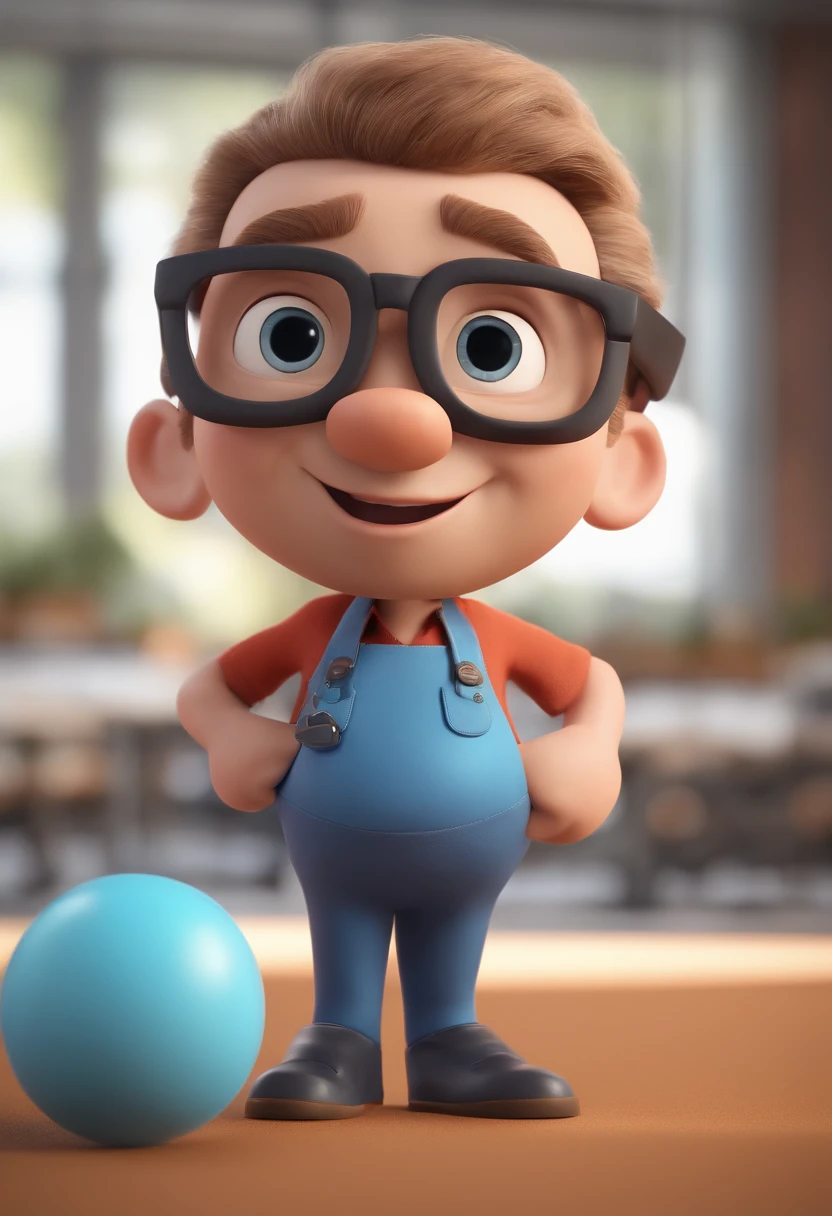 Cartoon character of a man with black glasses and a blue shirt, animation character, Caractere estilizado, animation style rendering, 3D estilizado, Arnold Maya render, 3 d render stylized, toon render keyshot, Personagem 3D, Personagem 3D, 3d rendering stylized, 3 d character render, personagem de desenho animado, Personagem de close up, Pose de personagem,  (Estilo Pixar) (master part:1.2) (Bokeh) (best quality) (pele detalhada) (textura detalhada) (8k) (argila) (Cinematic lighting) (foco nítido