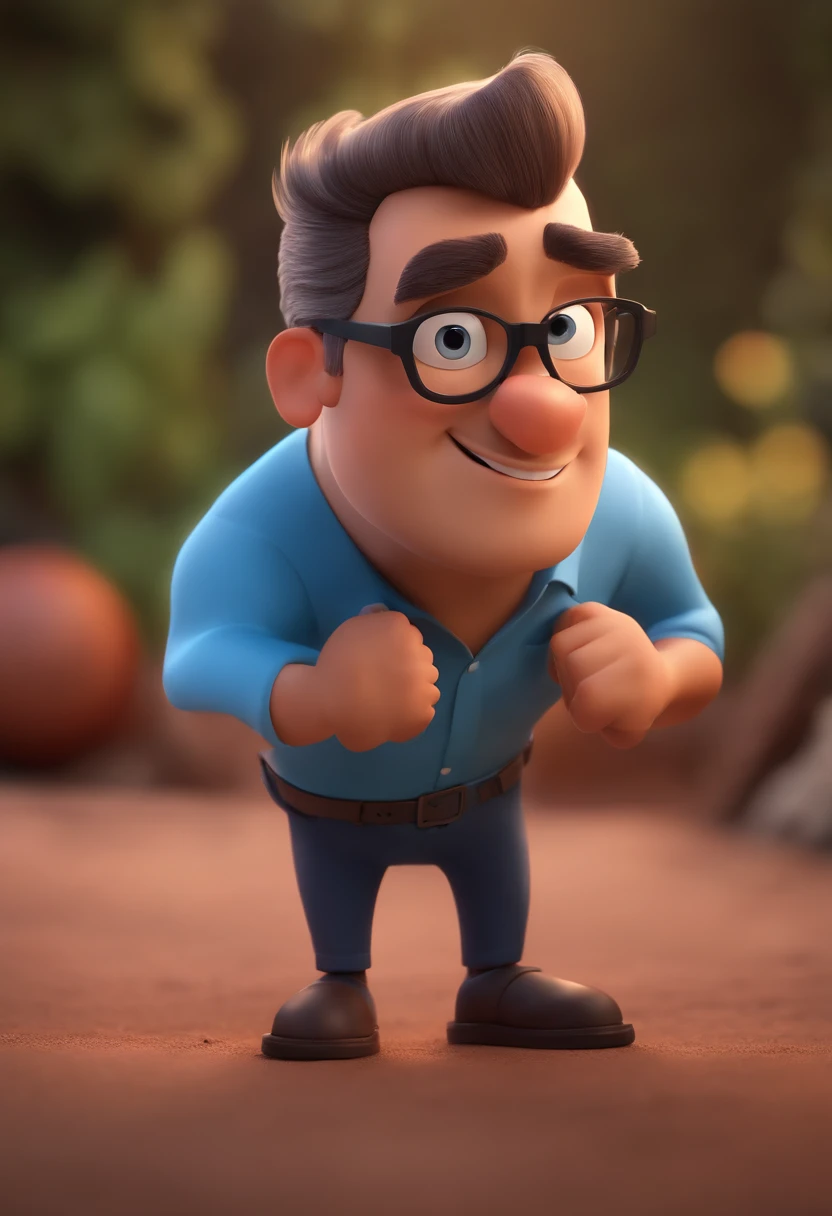 Cartoon character of a man with black glasses and a blue shirt, animation character, Caractere estilizado, animation style rendering, 3D estilizado, Arnold Maya render, 3 d render stylized, toon render keyshot, Personagem 3D, Personagem 3D, 3d rendering stylized, 3 d character render, personagem de desenho animado, Personagem de close up, Pose de personagem, (Estilo Pixar) (master part:1.2) (Bokeh) (best quality) (pele detalhada) (textura detalhada) (8k) (argila) (Cinematic lighting) (foco nítido