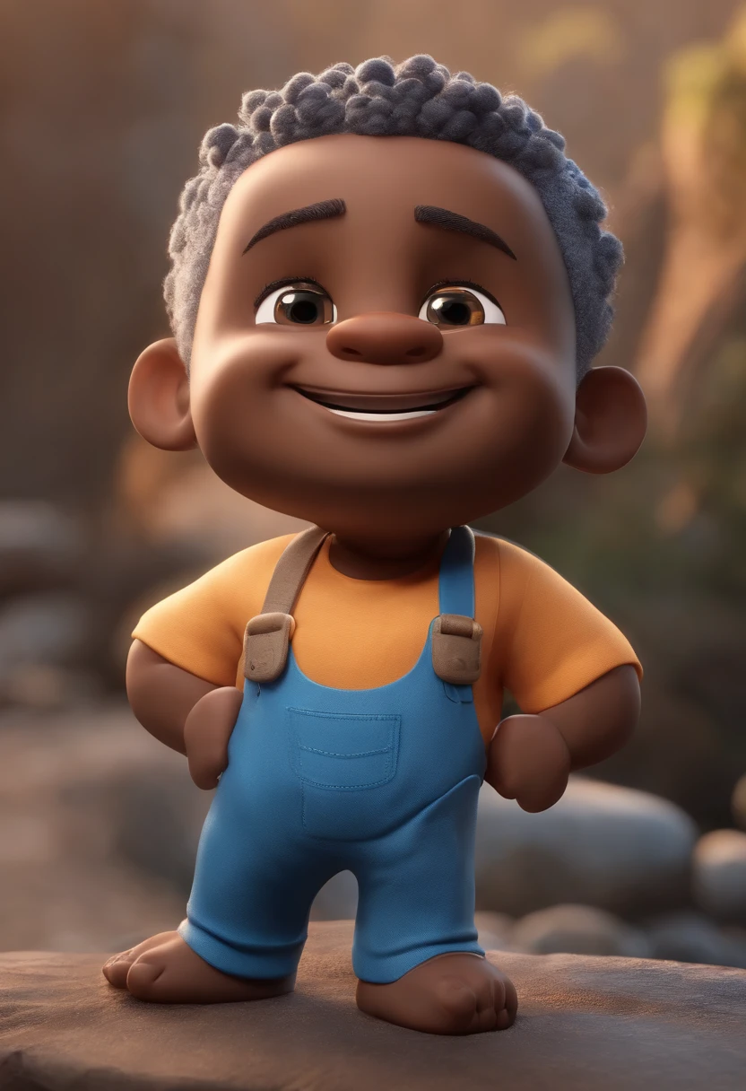 Personagem de desenho animado de um homem pele morena careca sobracelhas grossas e sorriso largouma camisa azul, um personagem animado, Caractere estilizado, animation style rendering, 3D estilizado, Arnold Maya render, 3 d render stylized, toon render keyshot, Personagem 3D, Personagem 3D, 3d rendering stylized, 3 d character render, personagem de desenho animado, Personagem de close up, Pose de personagem, (Estilo Pixar) (master part:1.2) (Bokeh) (best quality) (pele detalhada) (textura detalhada) (8k) (argila) (Cinematic lighting) (foco nítido,Senta e vaza a parte superior do corpo