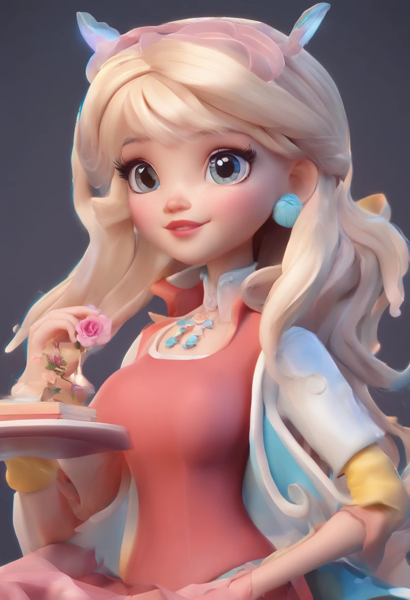 best quality, master part, fotorrealista, extremamente detalhado CG unidade 8k papel de parede, Chibi,1girl, Elsa,sozinho, cheio_corpo, sorrir, Olhando_em_visualizador, ao ar livre,