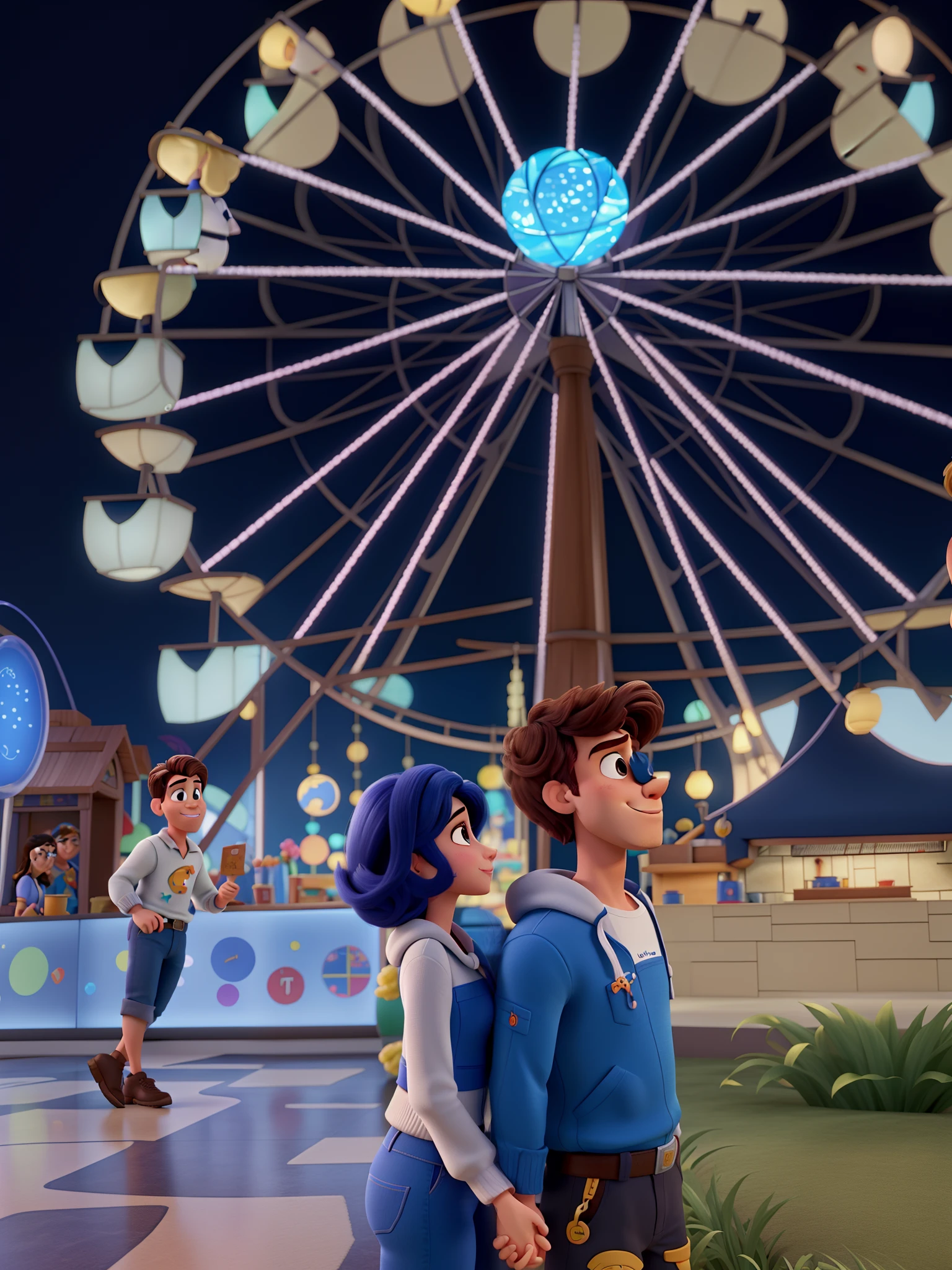 casal homem e mulher no estilo Disney Pixar, alta qualidade, melhor qualidade