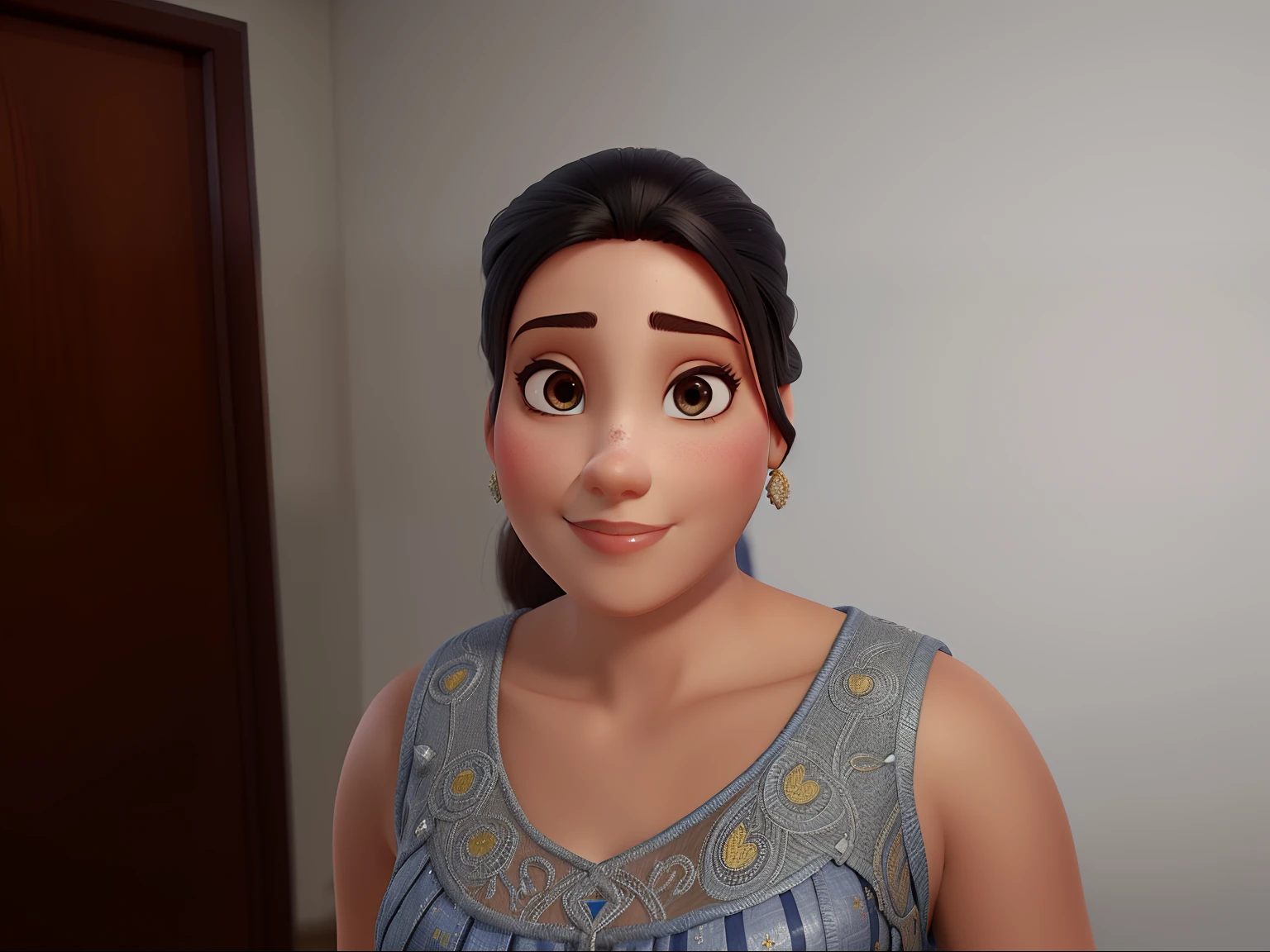 Mulher branca, cabelos pretos liso, estilo pixar, alta qualidade, melhor qualidade