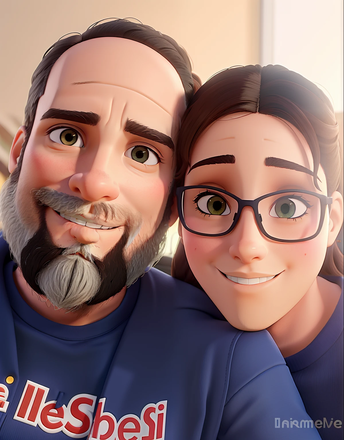 um casal sentado no banco de um jardim com a luz do sol batendo no rosto