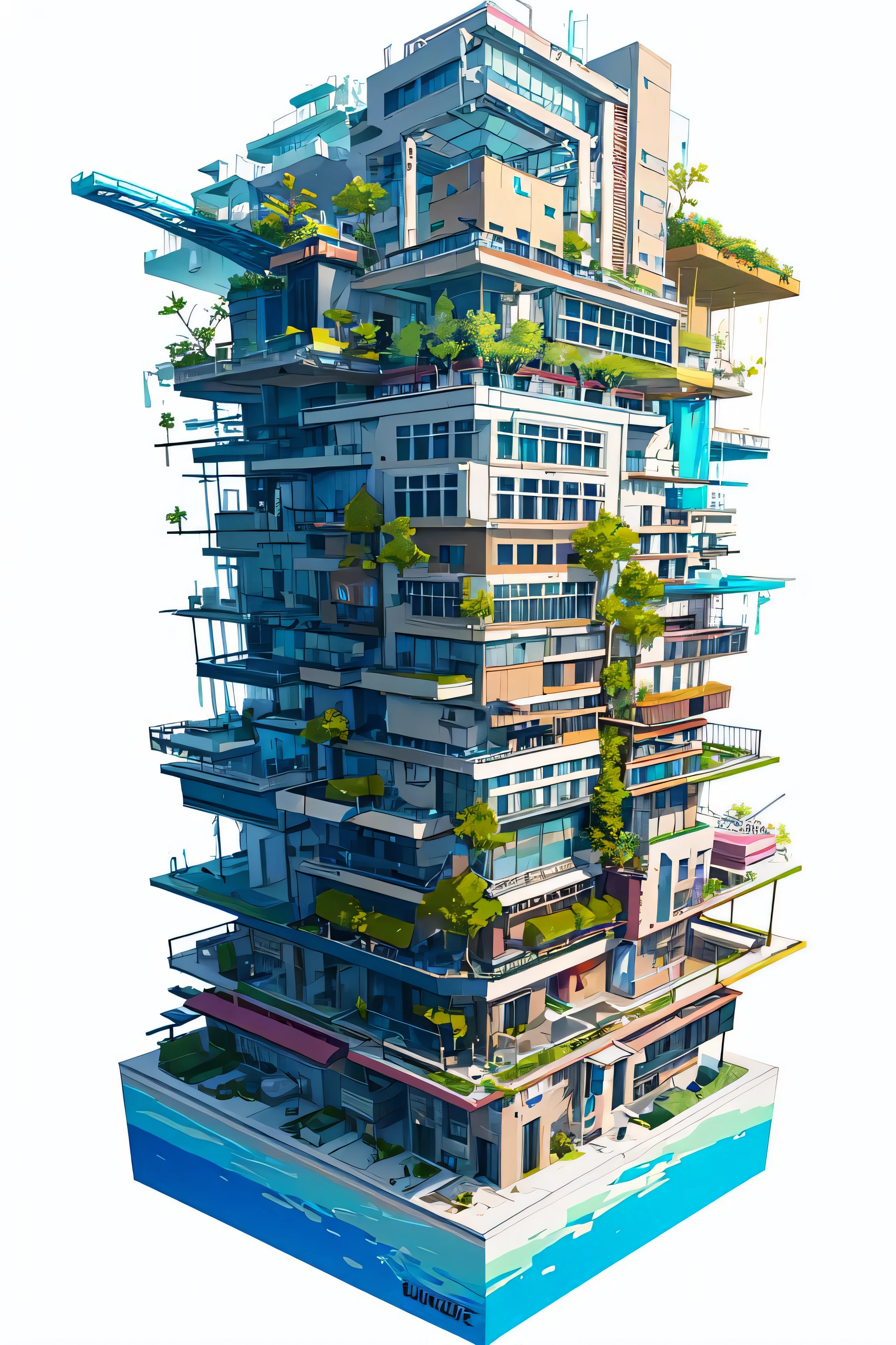 dskise, (isometric) , (flower), (vaporwave), isometric cutaway of a crystalized dilapidated city, cityscape, volumetric lighting ,FXAA, Chromatic Aberration, Concept Art, 8k Concept Art, Greg Rutowski, (unreal engine), octane render, dskise