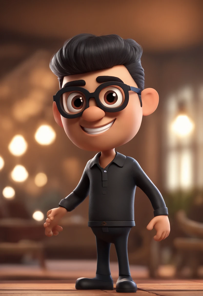 Cartoon character of a man with black glasses and a black polo shirt, cabelo liso, With beard and old school tattoo on his arm, animation character, Caractere estilizado, animation style rendering, 3D estilizado, Arnold Maya render, 3 d render stylized, toon render keyshot, Personagem 3D, Personagem 3D, 3d rendering stylized, 3 d character render, personagem de desenho animado, Personagem de close up, Pose de personagem, (Estilo Pixar) (master part:1.2) (Bokeh) (best quality) (pele detalhada) (textura detalhada) (8k) (argila) (Cinematic lighting) (foco nítido