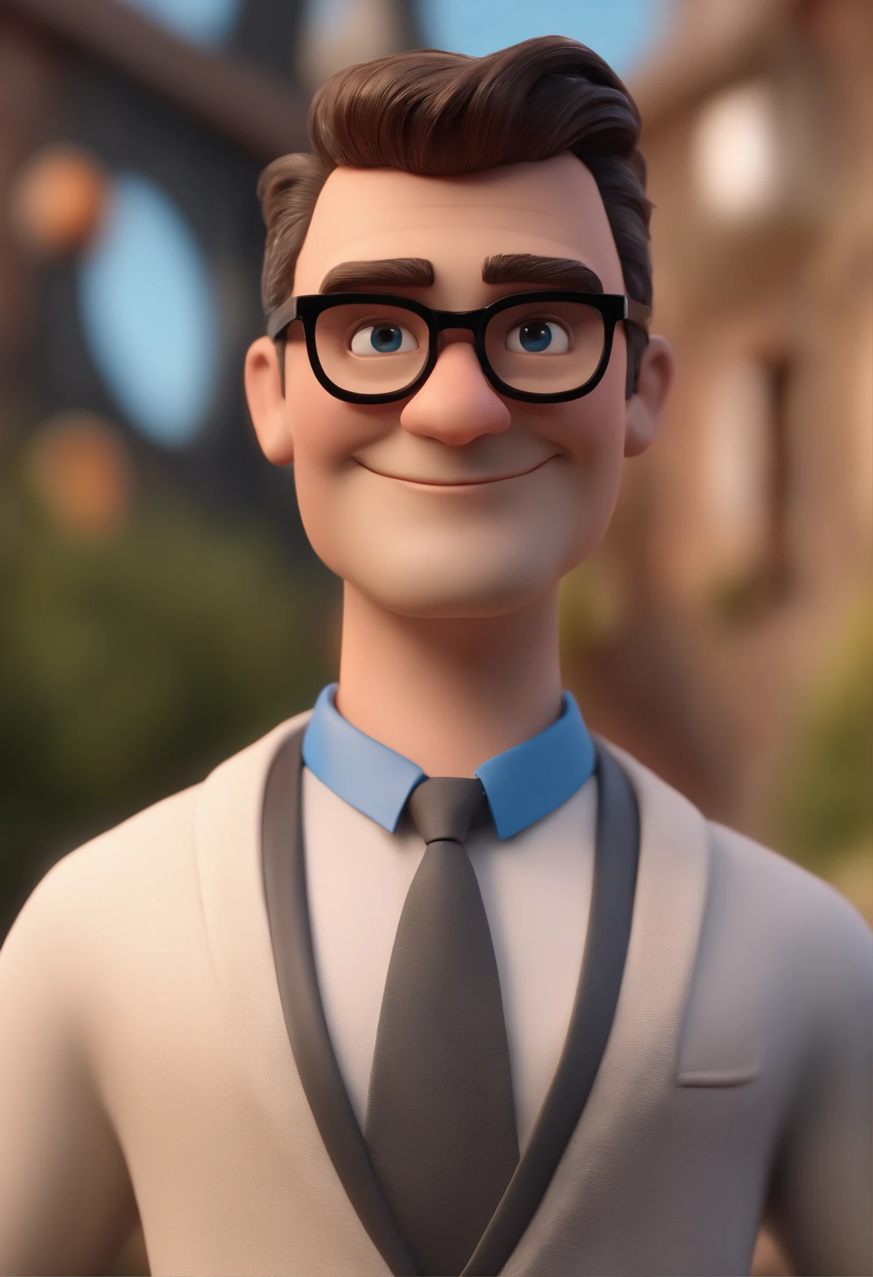 Cartoon character of a man with black glasses and a blue shirt, animation character, Caractere estilizado, animation style rendering, 3D estilizado, Arnold Maya render, 3 d render stylized, toon render keyshot, Personagem 3D, Personagem 3D, 3d rendering stylized, 3 d character render, personagem de desenho animado, Personagem de close up, Pose de personagem,  (Estilo Pixar) (master part:1.2) (Bokeh) (best quality) (pele detalhada) (textura detalhada) (8k) (argila) (Cinematic lighting) (foco nítido