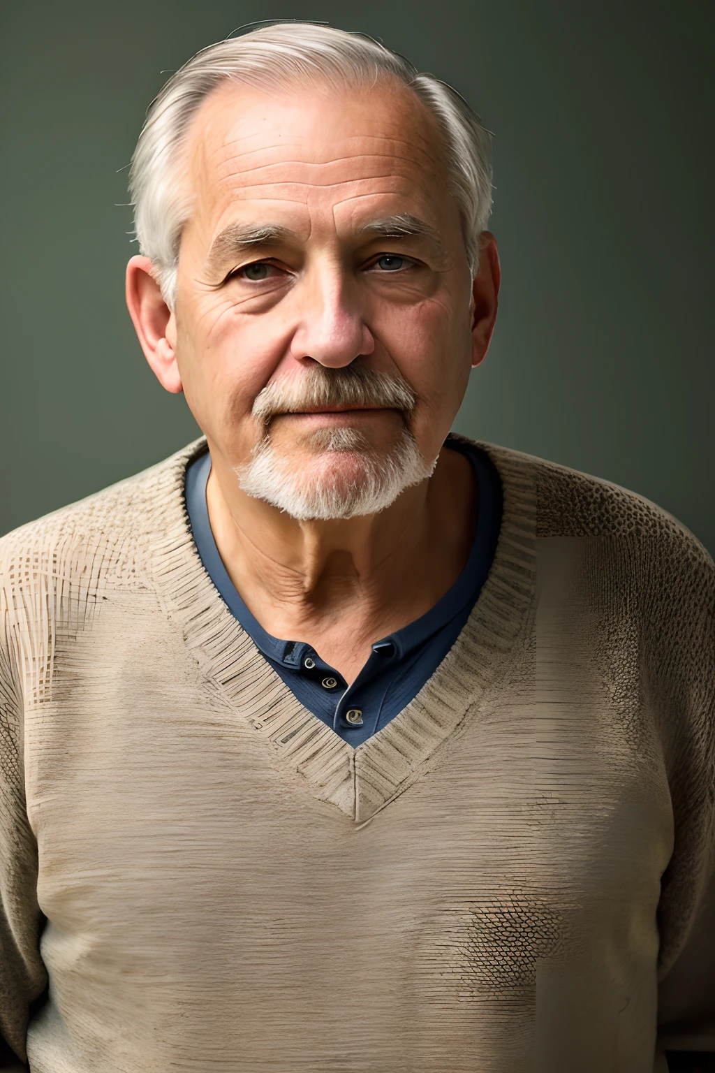 (masterpiece, photorealistic, raw,:1.4), (extremely intricate:1.2), close up, cinematic light, sidelighting, ultra high res, best shadow, RAW, upper body, old man, wearing pullover,