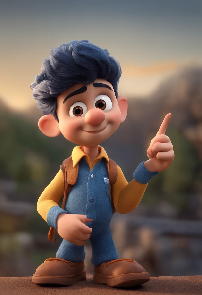 Personagem de desenho animado de um homem usando uma camisa azul, um personagem animado, Caractere estilizado, animation style rendering, 3D estilizado, Arnold Maya render, 3 d render stylized, toon render keyshot, Personagem 3D, Personagem 3D, 3d rendering stylized, 3 d character render, personagem de desenho animado, Personagem de close up, Pose de personagem, (Estilo Pixar) (master part:1.2) (Bokeh) (best quality) (pele detalhada) (textura detalhada) (8k) (argila) (Cinematic lighting) (foco nítido,Senta e vaza a parte superior do corpo, Indicated hand finger too large, advogado, Consulting behind it, corpo inteiro