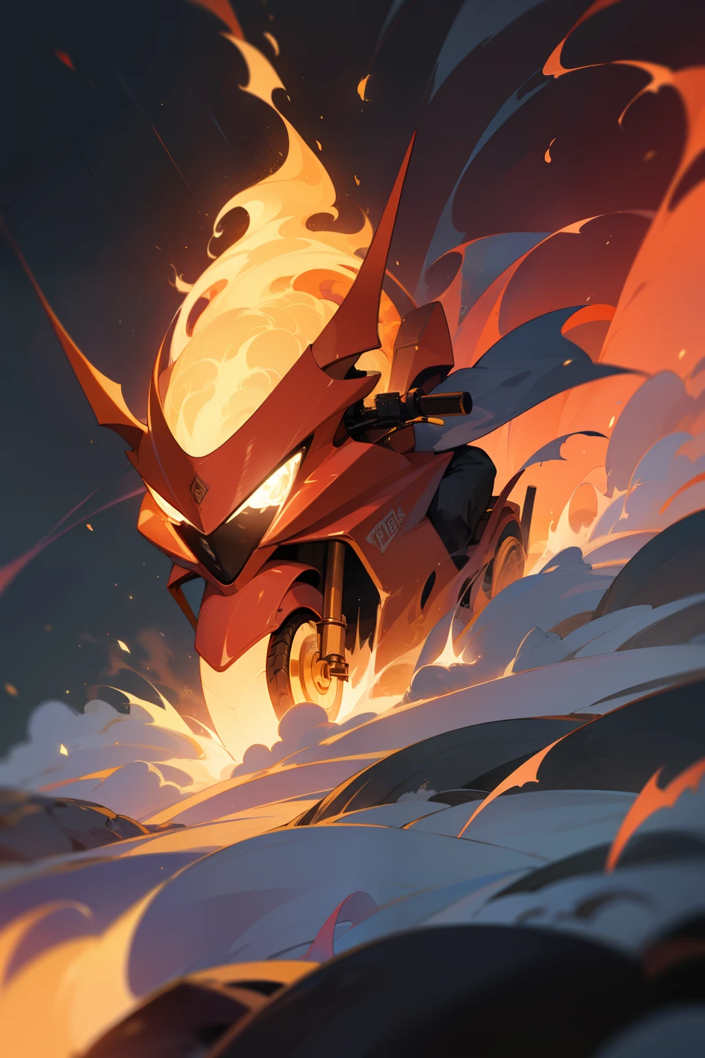"Immerse yourself in the awe-inspiring grandeur of an enigmatic Mott bathed in the ethereal glow of infernal flames, as ancient symbols channel its mystical power." Motorcycle