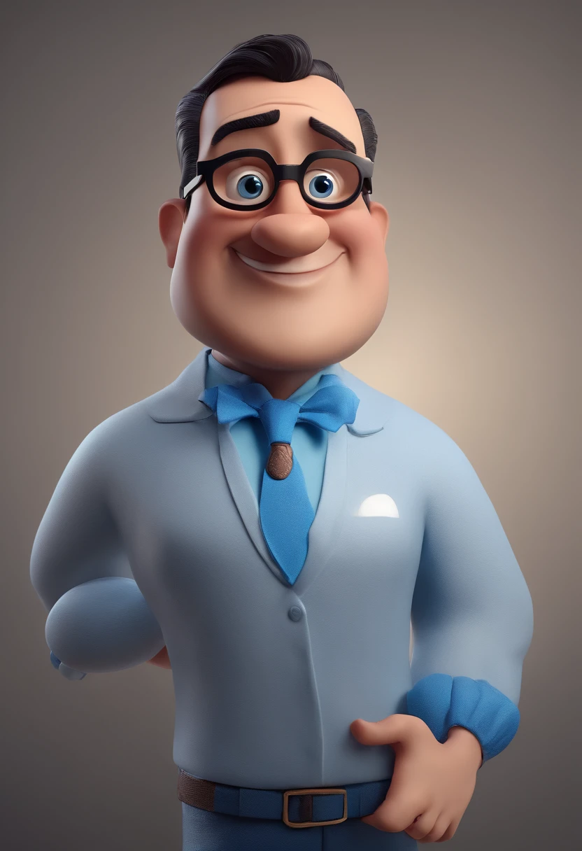 Cartoon character of a man with black glasses and a blue shirt, animation character, Caractere estilizado, animation style rendering, 3D estilizado, Arnold Maya render, 3 d render stylized, toon render keyshot, Personagem 3D, Personagem 3D, 3d rendering stylized, 3 d character render, personagem de desenho animado, Personagem de close up, Pose de personagem, (Estilo Pixar) (master part:1.2) (Bokeh) (best quality) (pele detalhada) (textura detalhada) (8k) (argila) (Cinematic lighting) (foco nítido