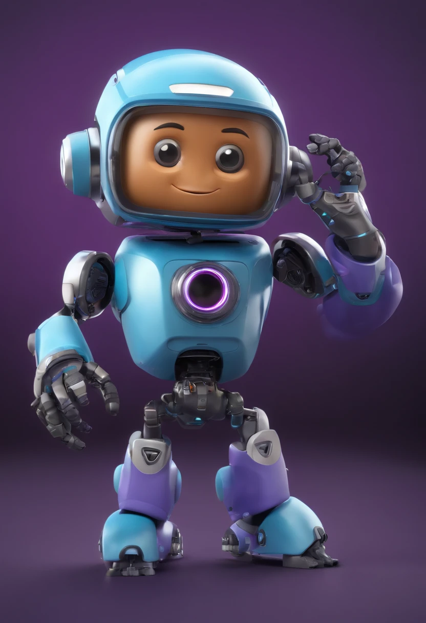 Cartoon character of a little robot with various security camera details and purple, corpo humano e com boca, animation character, Caractere estilizado, animation style rendering, 3D estilizado, Arnold Maya render, 3 d render stylized, toon render keyshot, Personagem 3D, Personagem 3D, 3d rendering stylized, 3 d character render, personagem de desenho animado, Personagem de close up, Pose de personagem, (Estilo Pixar) (master part:1.2) (Bokeh) (melhor qualidade) (pele detalhada) (textura detalhada) (8k) (argila) (Cinematic lighting) (foco nítido