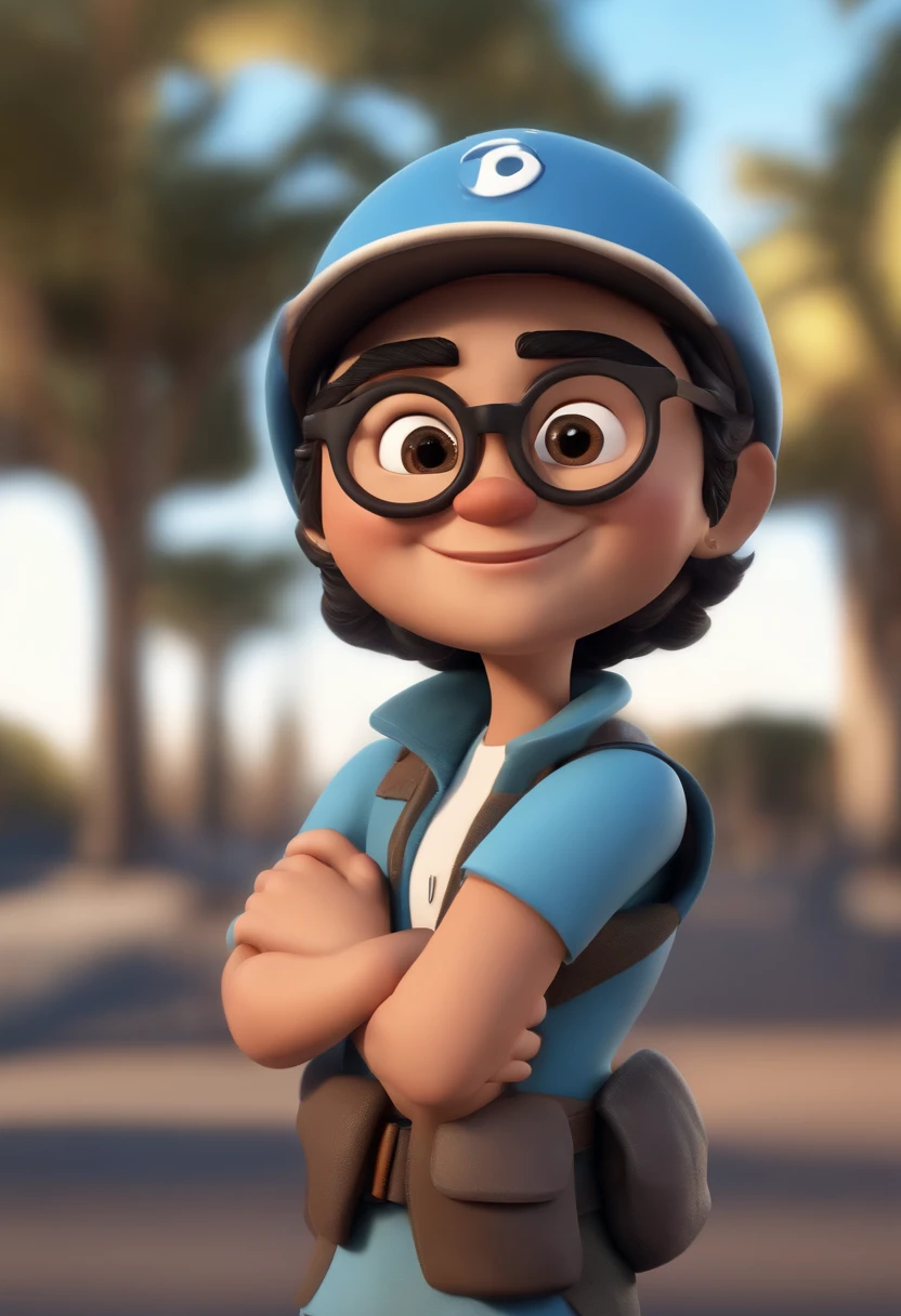 Cartoon character of a man wearing black glasses and a blue shirt, um personagem animado, Caractere estilizado, animation style rendering, 3D estilizado, Arnold Maya render, 3 d render stylized, toon render keyshot, Personagem 3D, Personagem 3D, 3d rendering stylized, 3 d character render, personagem de desenho animado, Personagem de close up, Pose de personagem, (Estilo Pixar) (master part:1.2) (Bokeh) (best quality) (pele detalhada) (textura detalhada) (8k) (argila) (Cinematic lighting) (foco nítido,Senta e vaza a parte superior do corpo