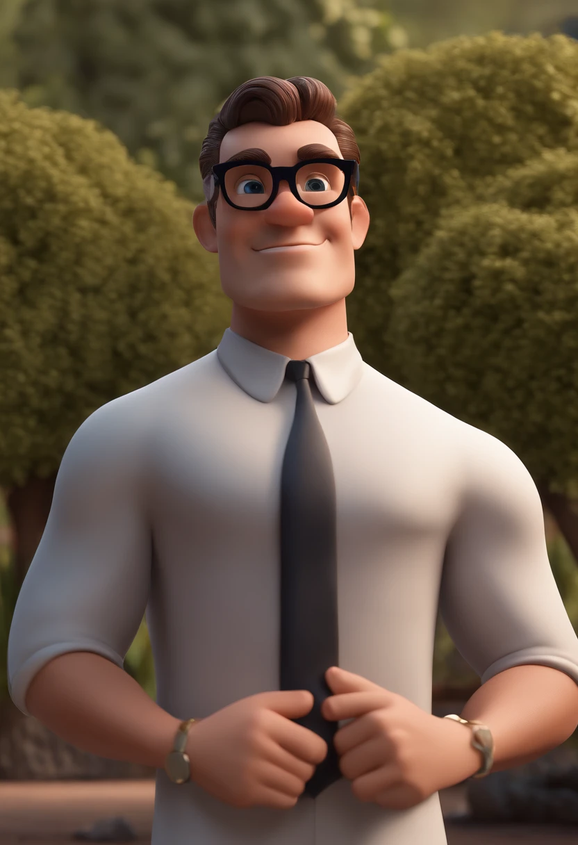 Cartoon character of a man with black glasses and a black shirt, animation character, Caractere estilizado, animation style rendering, 3D estilizado, Arnold Maya render, 3 d render stylized, toon render keyshot, Personagem 3D, Personagem 3D, 3d rendering stylized, 3 d character render, personagem de desenho animado, Personagem de close up, Pose de personagem, (Estilo Pixar) (master part:1.2) (Bokeh) (best quality) (pele detalhada) (textura detalhada) (8k) (argila) (Cinematic lighting) (foco nítido