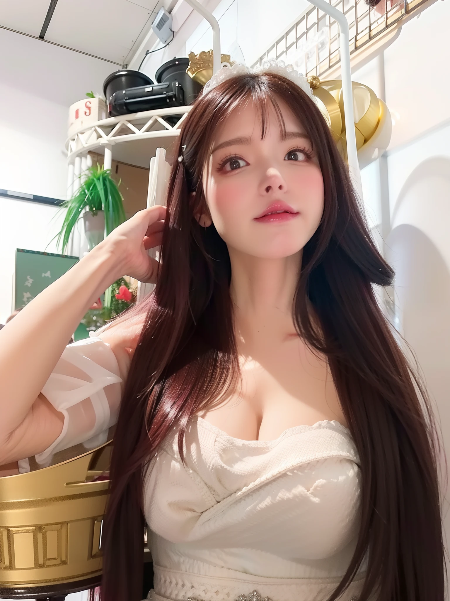 (10, 10, bestquality, highres:1.2), (Maasterpiece, Realistic, photorealistic portrait:1.37), 1girls, bara, Exquisite Face, eyelashes, nose, Glossy lips, (detailed eyes, looking at the audience, Fair-skinned, White skin:1.5), finely detailed skin, Upper body,
large boobs, busty, , (:1.5),
Outdoor onsen,
two side up, absurdly long hair, Blonde Hair, pink hair, bangs, Hair ornaments, bow,
younger sister, Age Down,