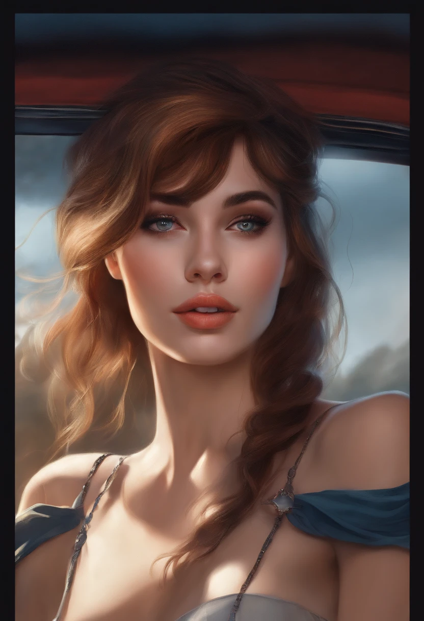 Personagem mulher estilo atompunk Fallout 4 atriz Ella Purnell com marcas de guerras Imagem de desenho animado de uma mulher .Ilustracaoo estilo desenho animado, estilo de arte dos desenhos animados, estilo de arte dos desenhos animados, digital illustration style, estilo atompunk design de personagens altamente detalhado, arte digital detalhada coragem,actress Ella Purnell Forest fan art, Design de personagens de retrato, beautiful digital illustration, retrato de alta qualidade, Arte em quadrinhos, mulher jovem cabelo com transas lindas . Eyelined eyes Medium large bust and wonderful sexy clothes. image expression of sexual desire from waist to head illustration Queen Anne of Arendelle atompunk style Fallout 4 The perspective is from below, enfatizando a majestade e o poder da Gigante."atriz Ella Purnell